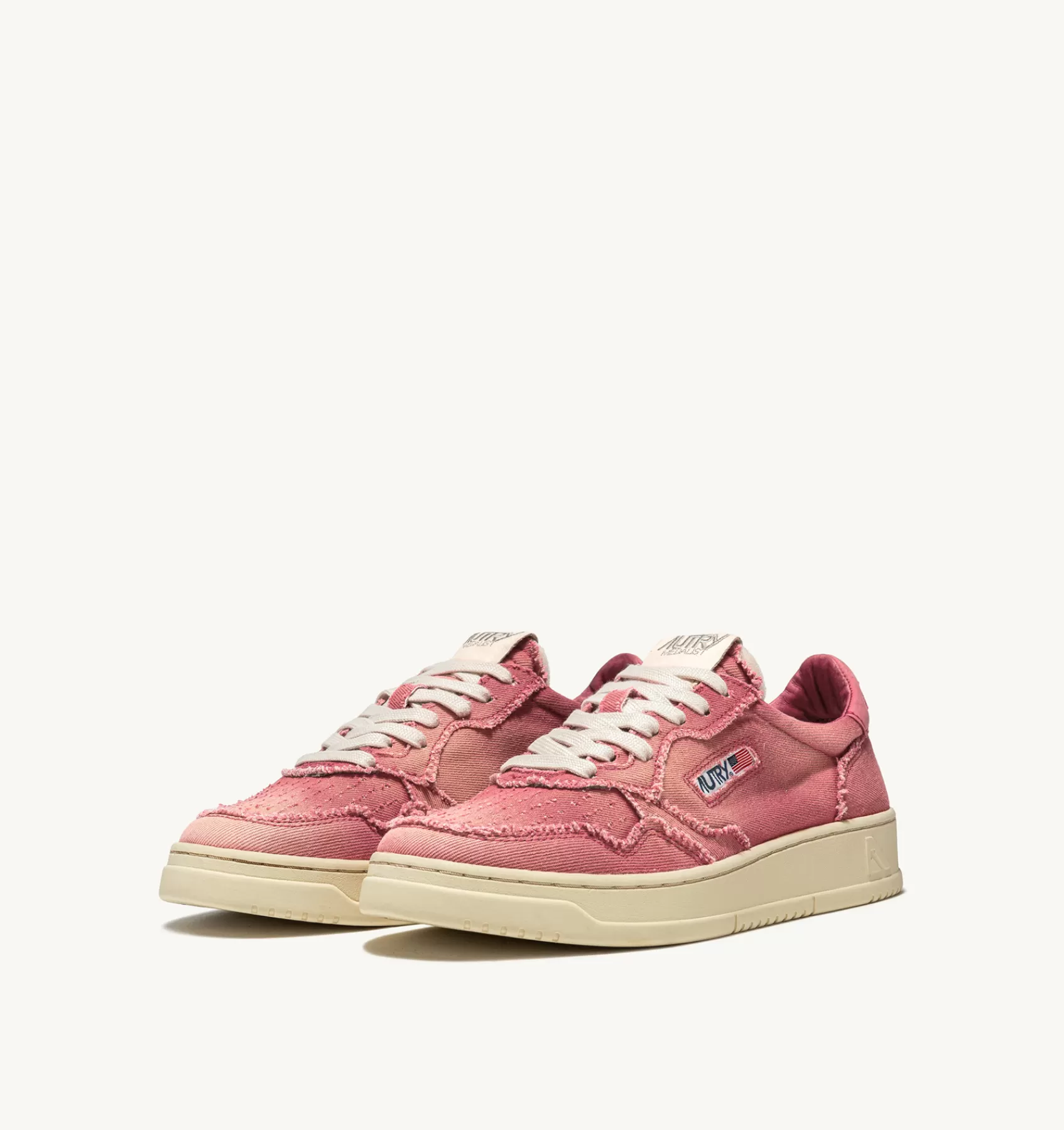 Frauen AUTRY Sneaker Medalist Low Aus Denim In Korallenrot