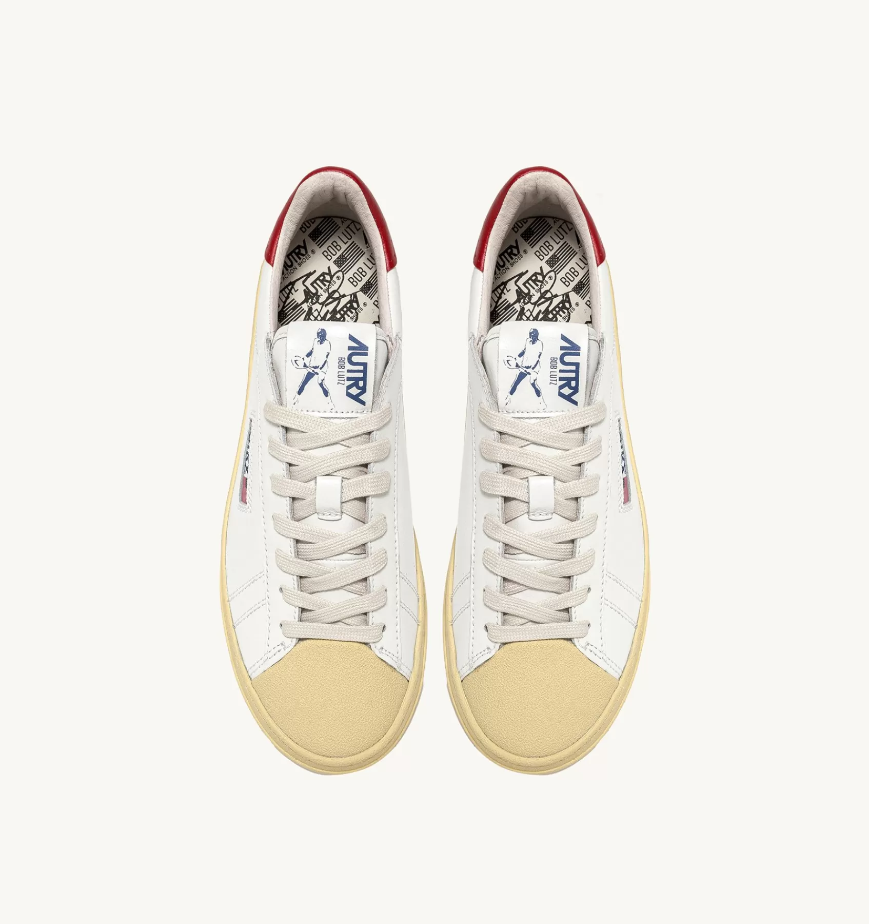 Männer AUTRY Sneakers Bob Lutz Low Aus Leder In Weiss Und Rot