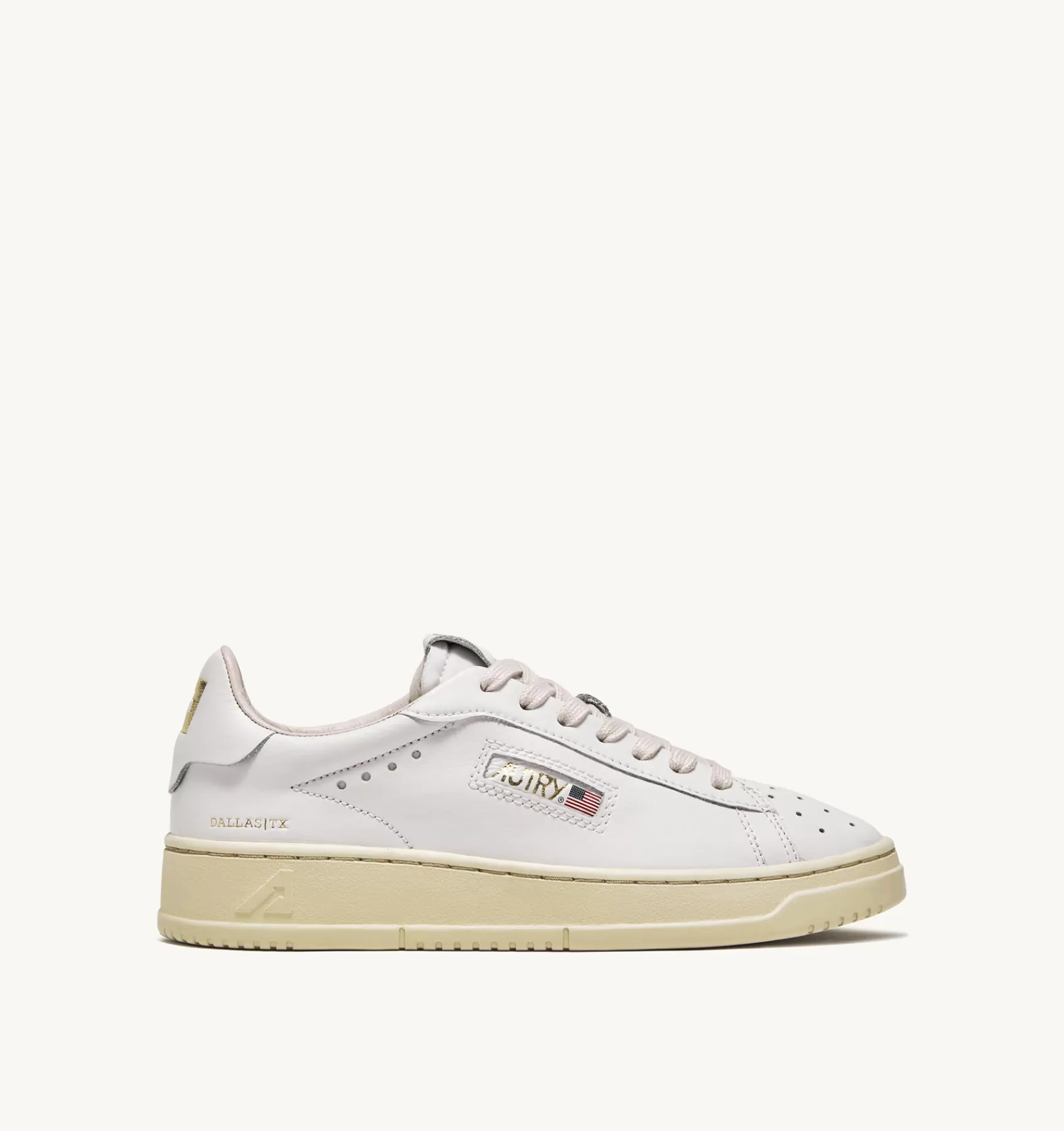 Frauen AUTRY Sneakers Dallas Low Aus Leder Und Foil-Print In Weiss Und Platin