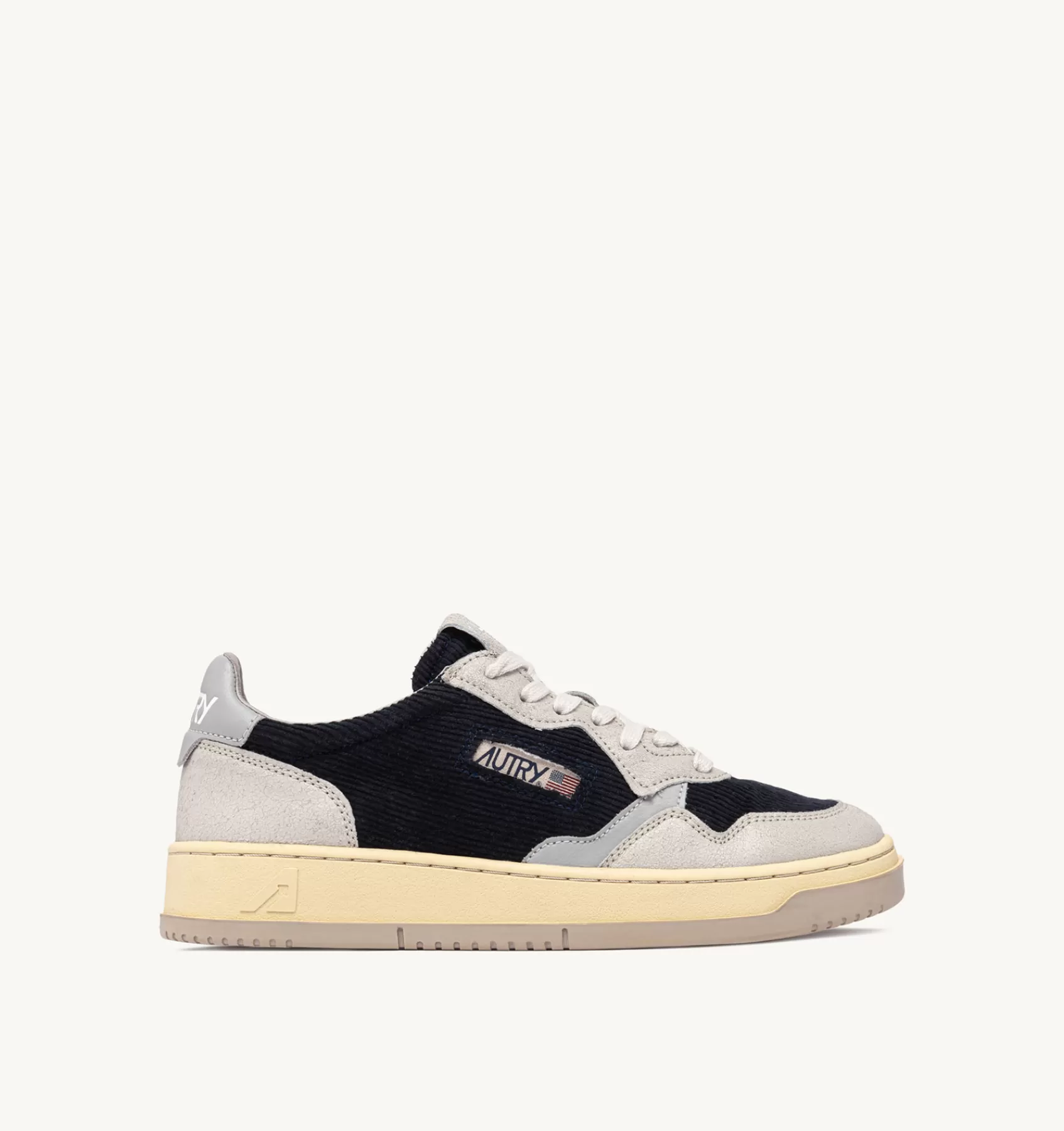 Männer AUTRY Sneakers Medalist Low Aus Leder In Grau Und Cord In Blau