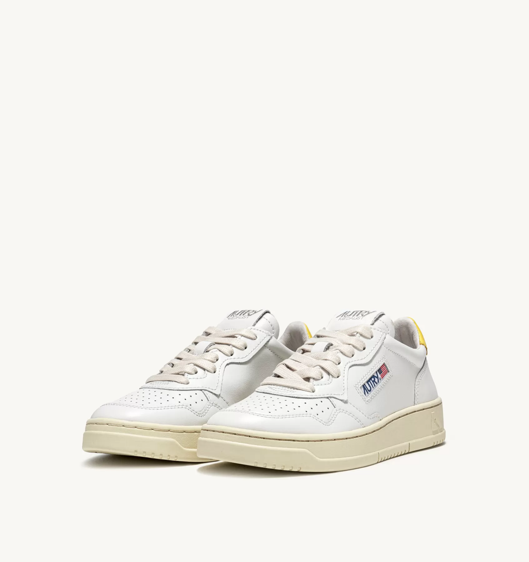Frauen AUTRY Sneakers Medalist Low Aus Leder In Weiss Und Gelb