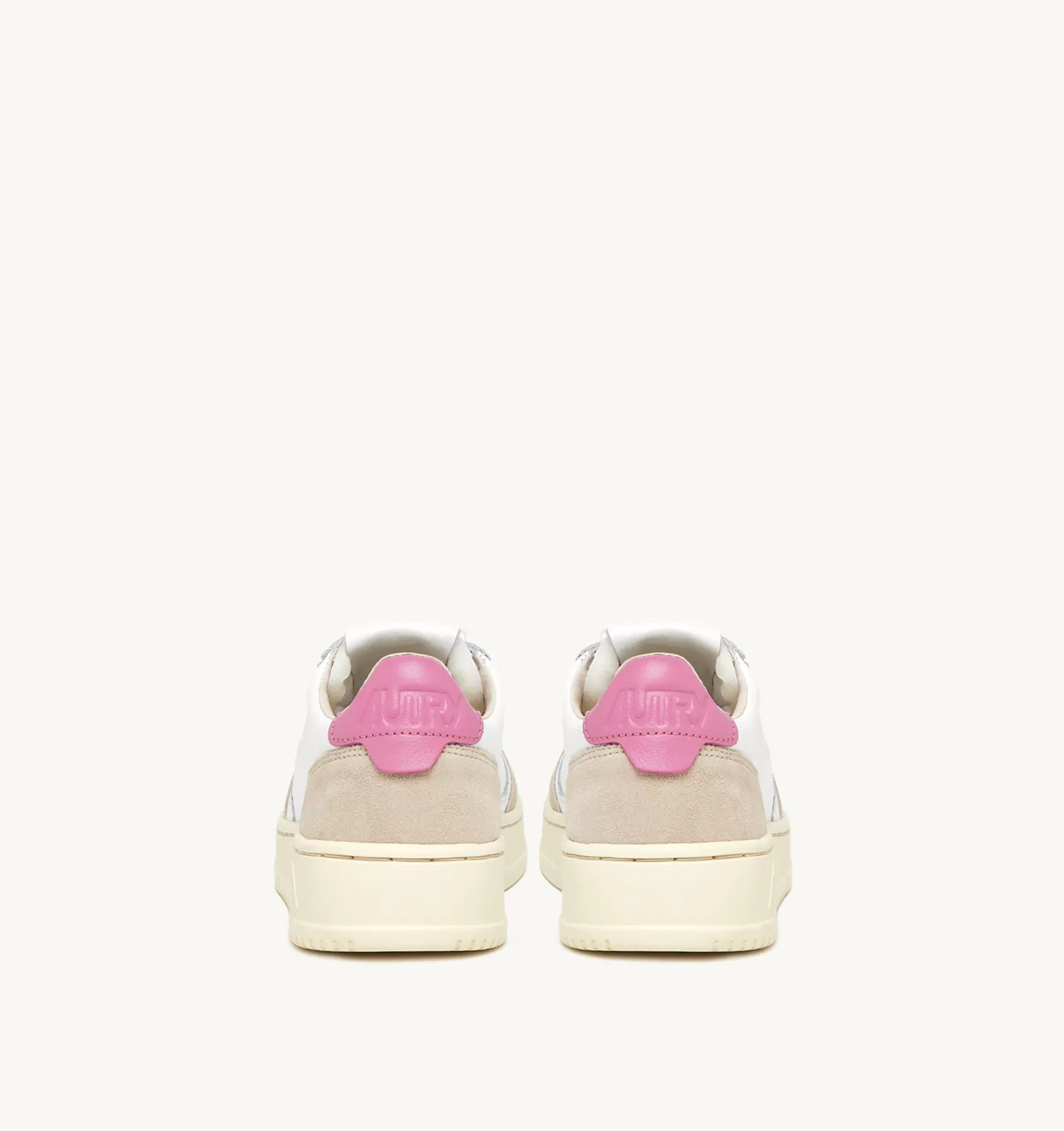 Frauen AUTRY Sneakers Medalist Low Aus Leder In Weiss Und Rosa Und Wildleder In Beige