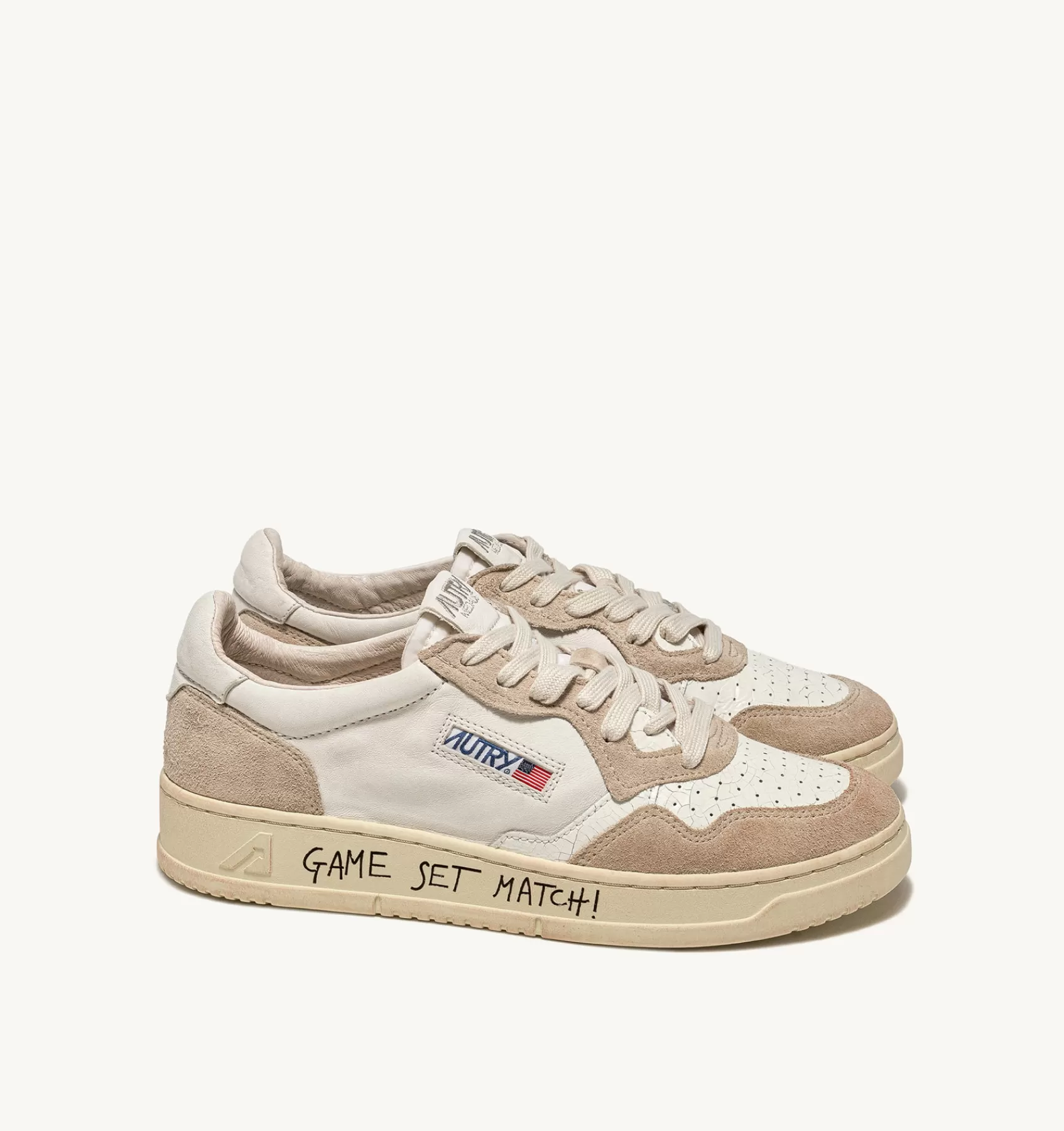 Männer AUTRY Sneakers Medalist Low Aus Leder Und Wildleder In Weiss