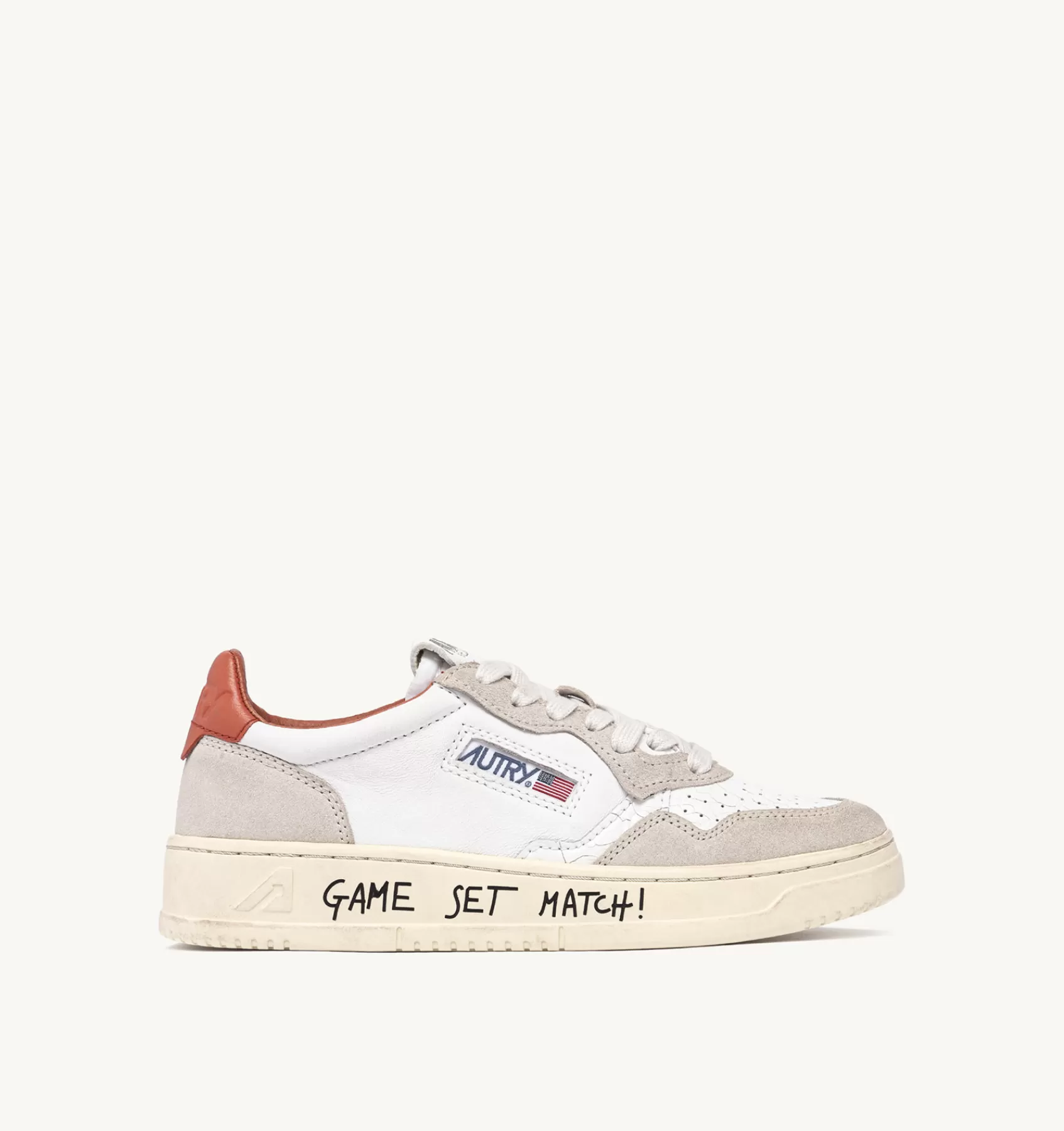 Männer AUTRY Sneakers Medalist Low Aus Weissem Leder Und Beigem Wildleder