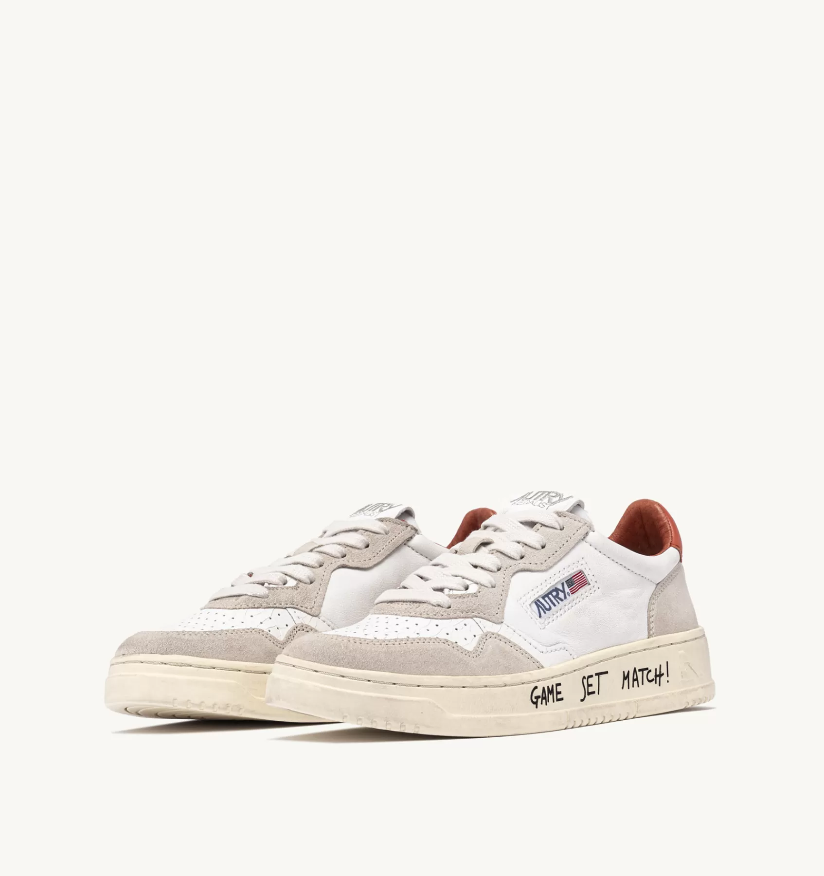 Männer AUTRY Sneakers Medalist Low Aus Weissem Leder Und Beigem Wildleder