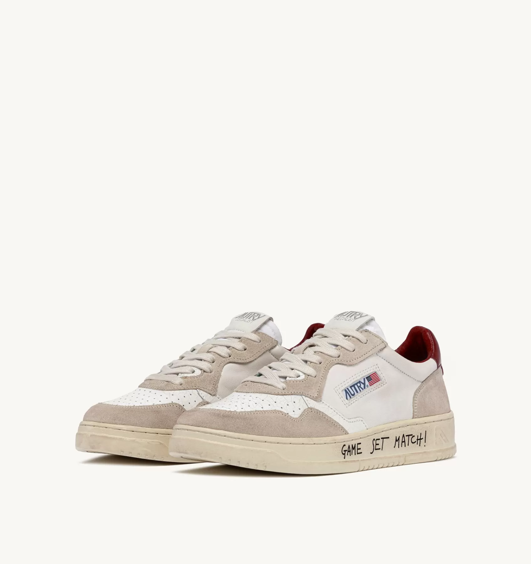 Frauen AUTRY Sneakers Medalist Low Aus Weissem Leder Und Beigem Wildleder