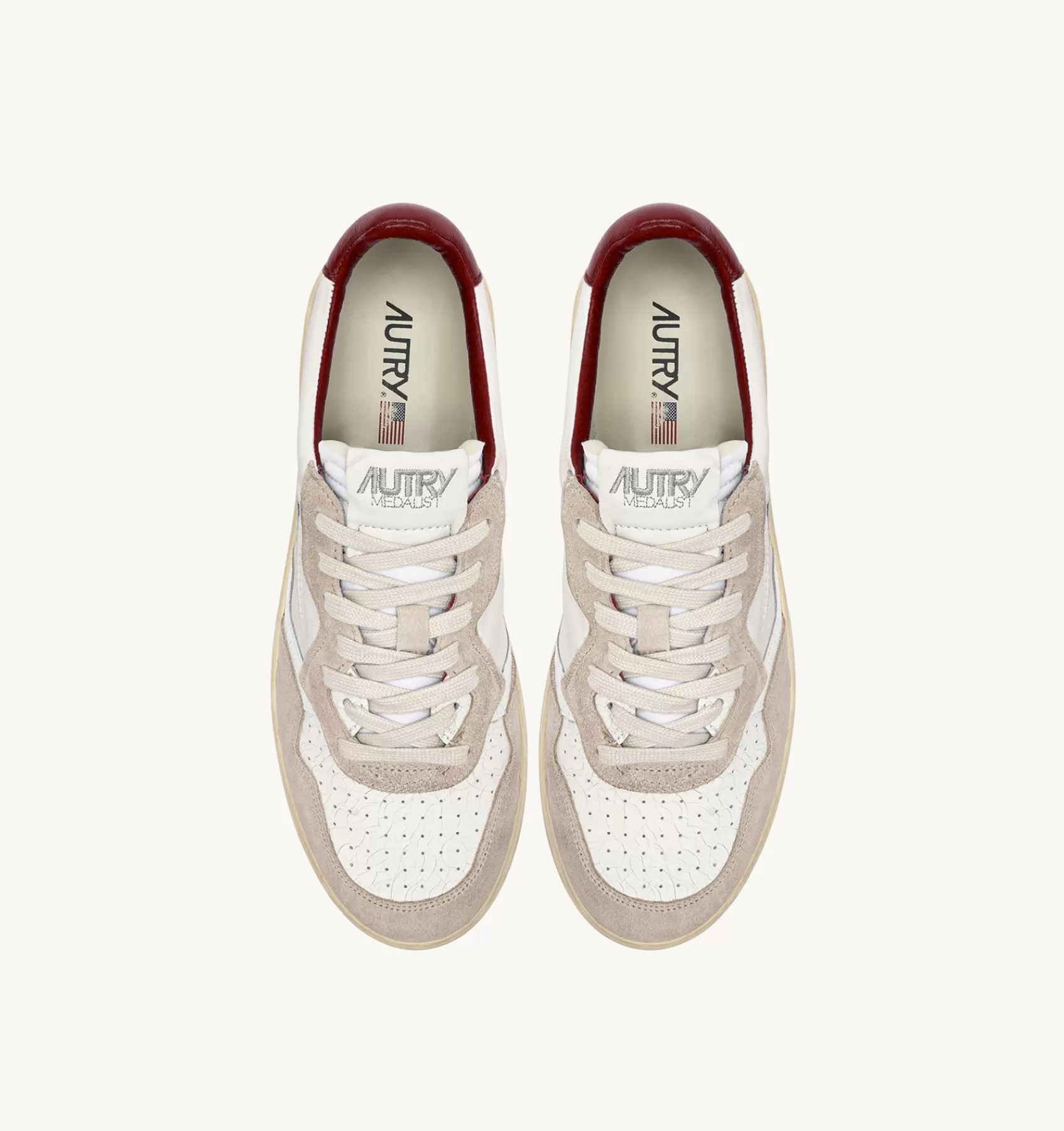 Männer AUTRY Sneakers Medalist Low Aus Weissem Leder Und Beigem Wildleder