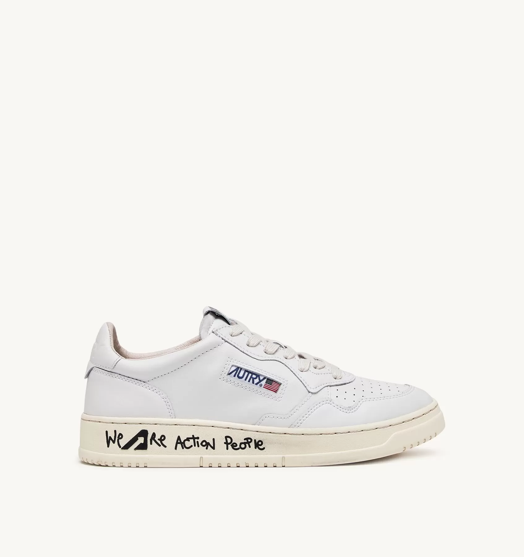 Männer AUTRY Sneakers Medalist Low Aus Weissem Leder Und Mit Draw Action Aufdruck