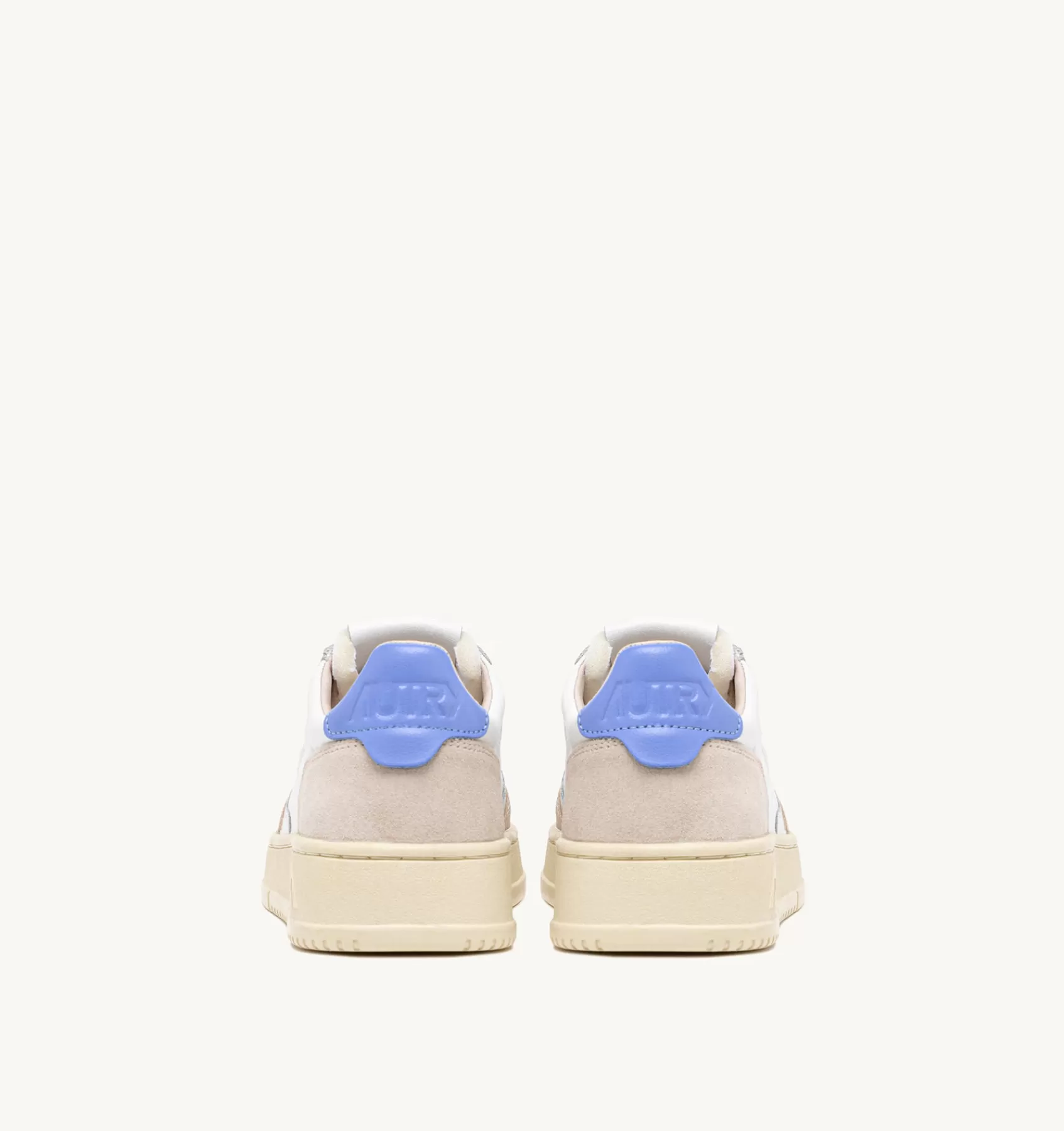 Frauen AUTRY Sneakers Medalist Low Aus Weissem Leder Und Mit Hellblau Und Beigem Wildleder