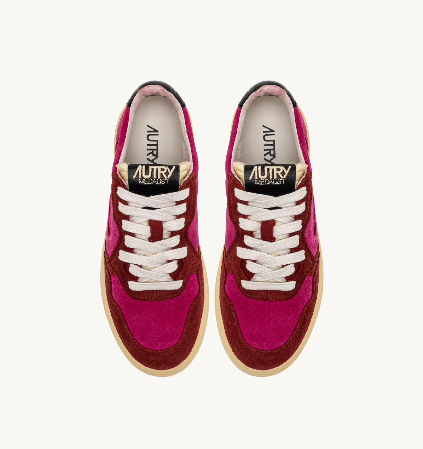 Frauen AUTRY Sneakers Medalist Low Aus Wildleder In Pink Und Bordeaux