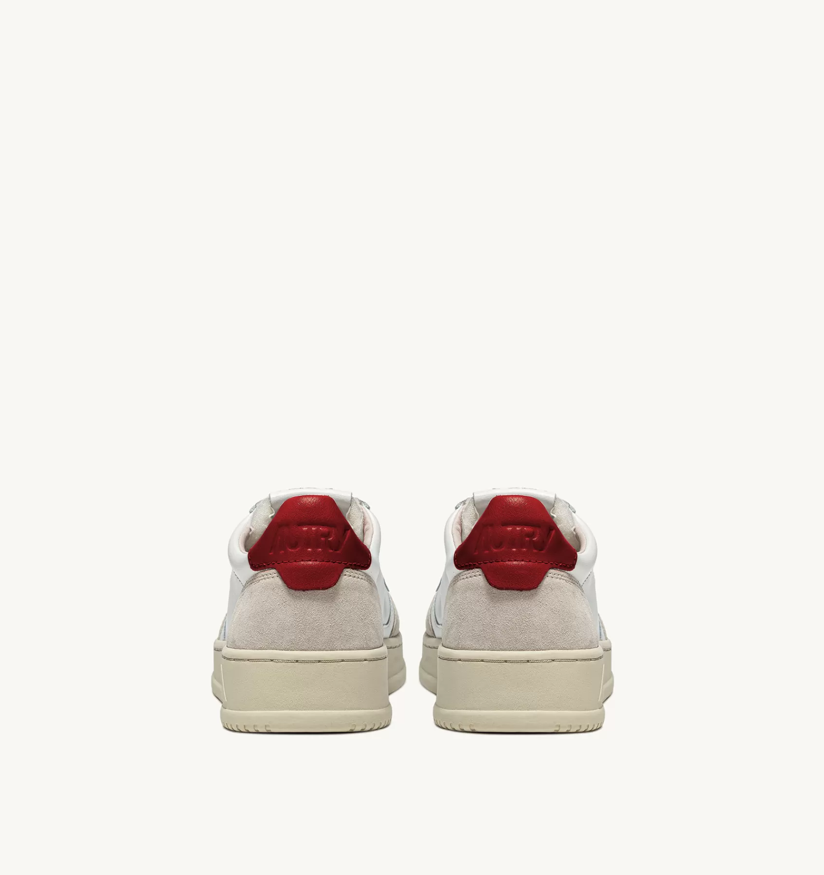 Frauen AUTRY Sneakers Medalist Low Aus Wildleder Und Weissem Leder Mit Rot
