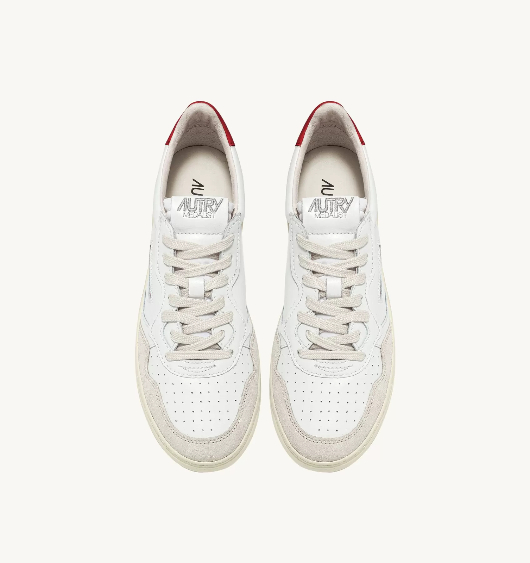Männer AUTRY Sneakers Medalist Low Aus Wildleder Und Weissem Leder Mit Rot