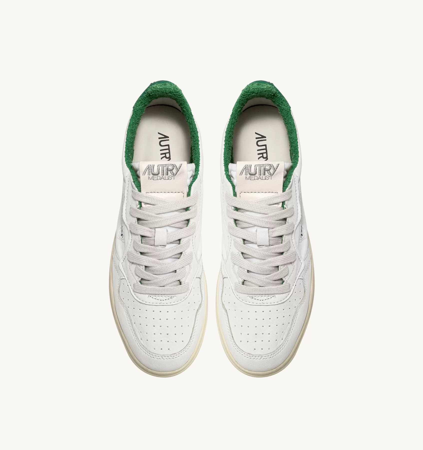 Frauen AUTRY Sneakers Medalist Low Aus Ziegenleder Und Sponge In Weiss Und Grun