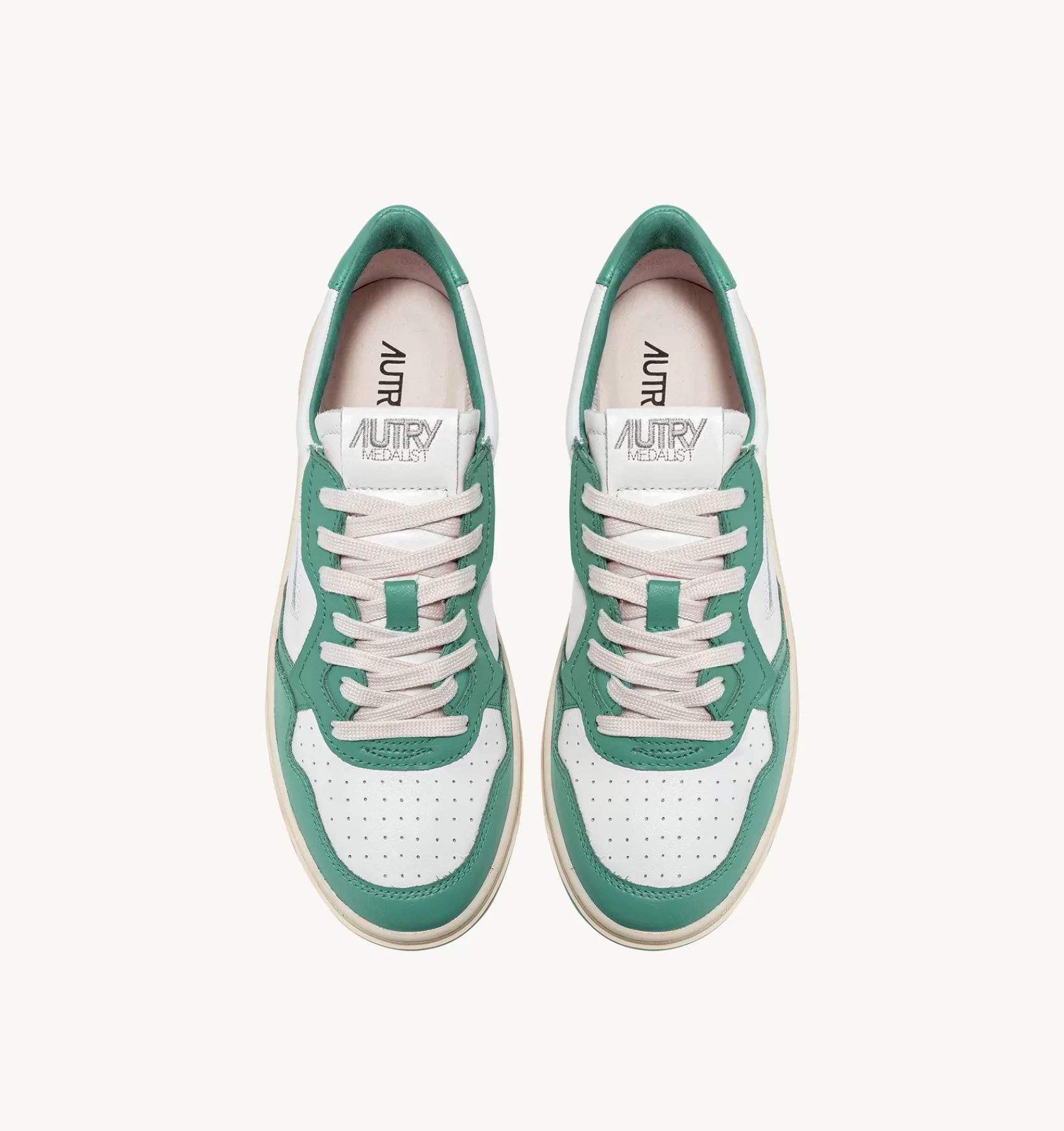 Männer AUTRY Sneakers Medalist Low Aus Zweifarbigem Leder In Weiss Und Malachi