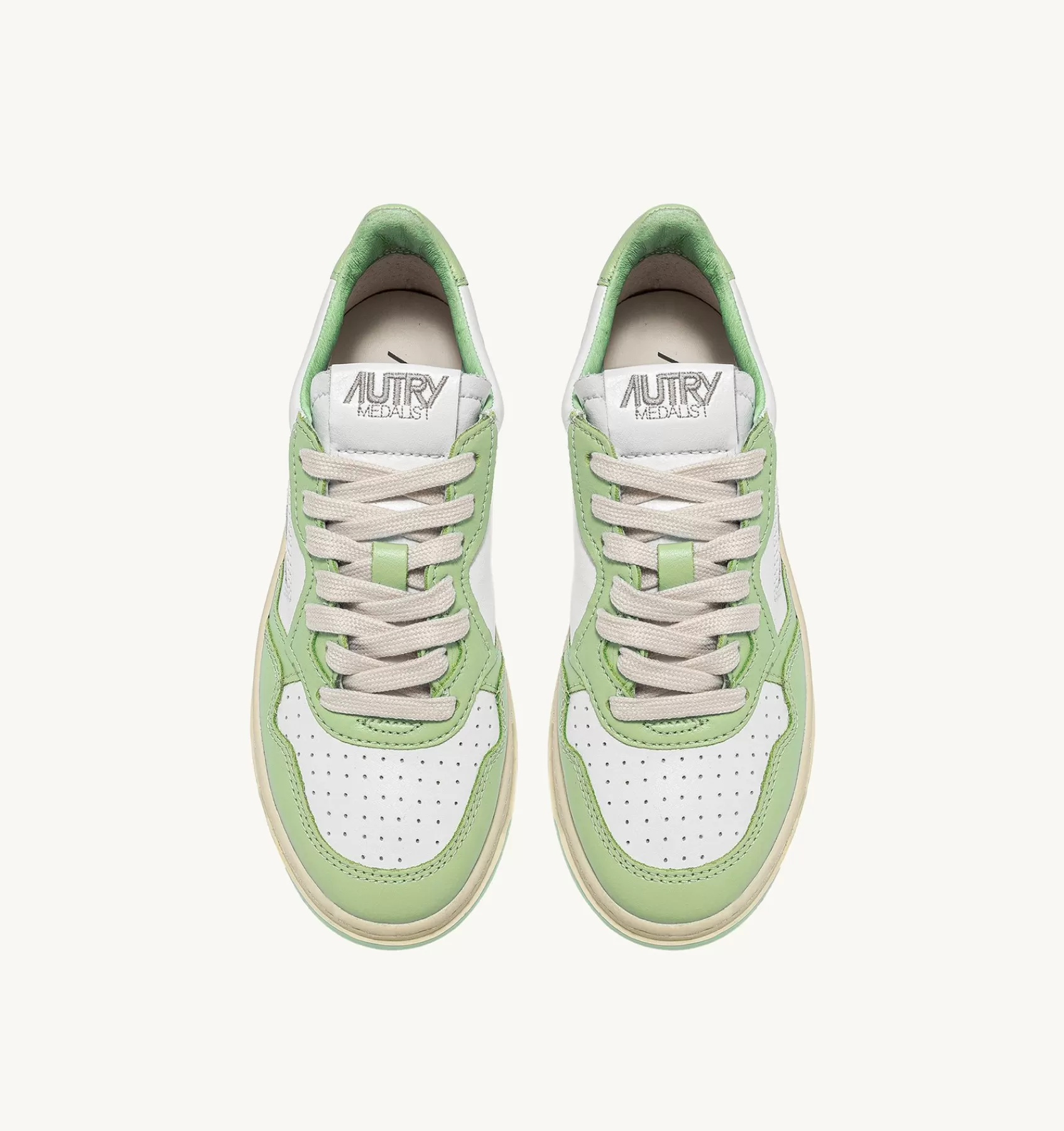 Männer AUTRY Sneakers Medalist Low Aus Zweifarbigem Leder Nile Und Grun