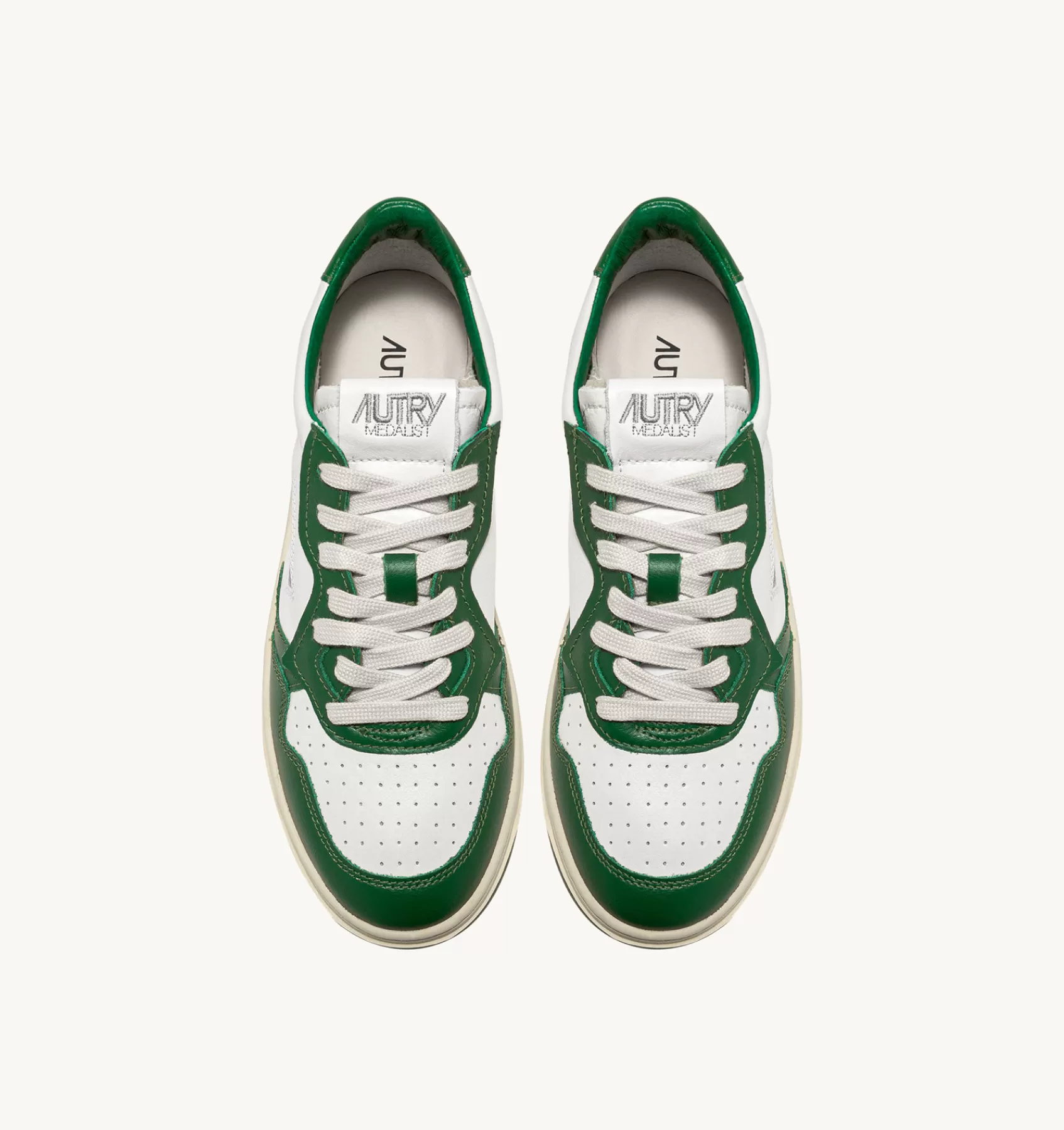 Männer AUTRY Sneakers Medalist Low Aus Zweifarbigem Leder Weiss Und Grun