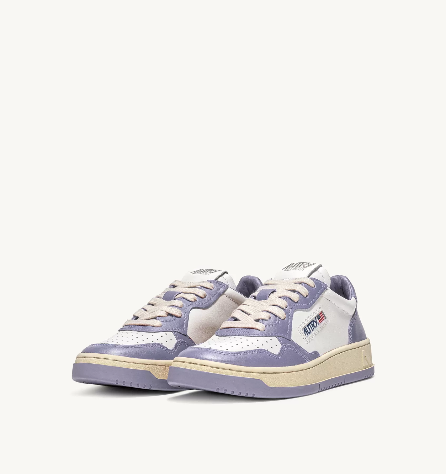 Männer AUTRY Sneakers Medalist Low Aus Zweifarbigem Leder Weiss Und Lavendel