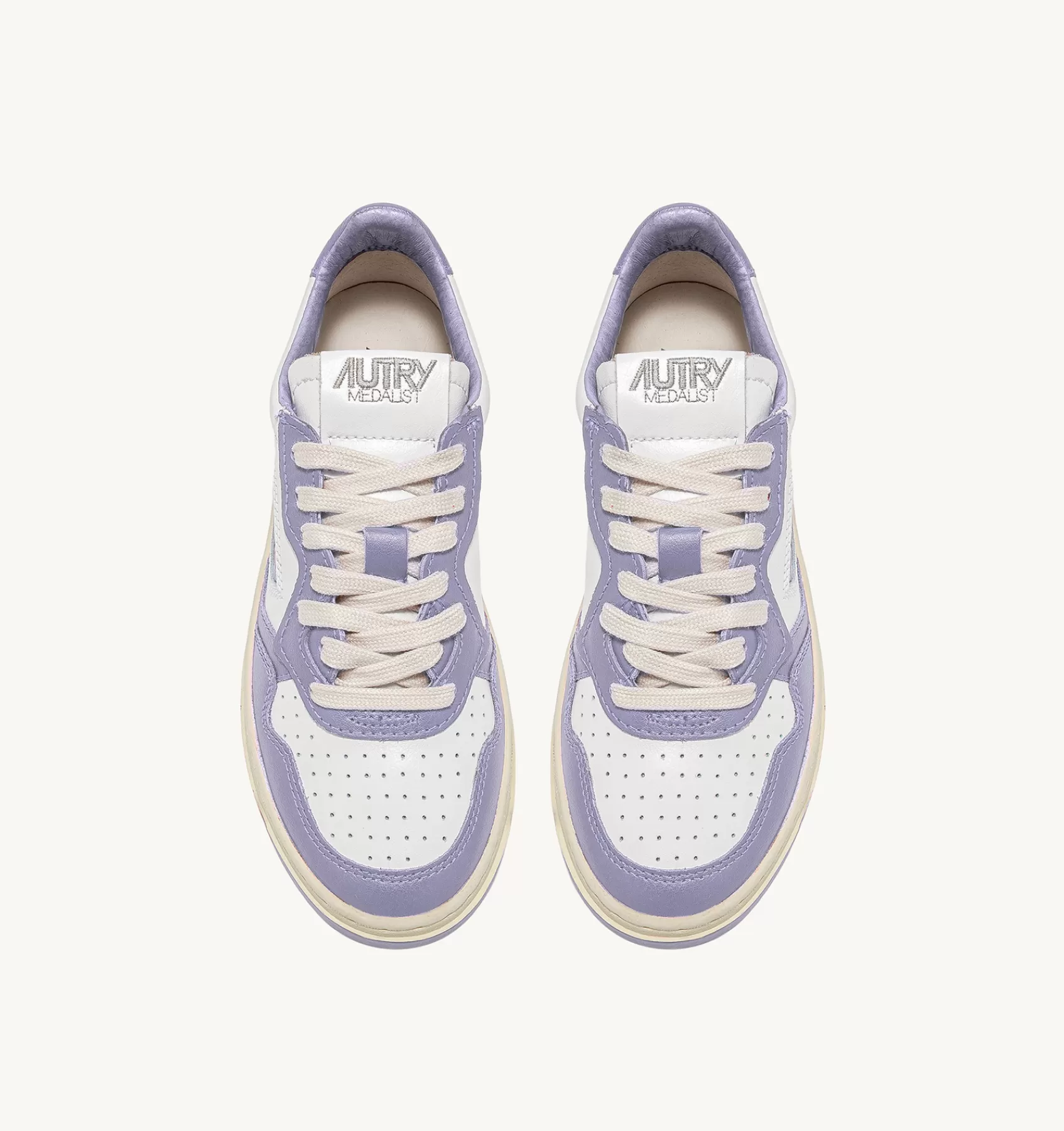 Männer AUTRY Sneakers Medalist Low Aus Zweifarbigem Leder Weiss Und Lavendel