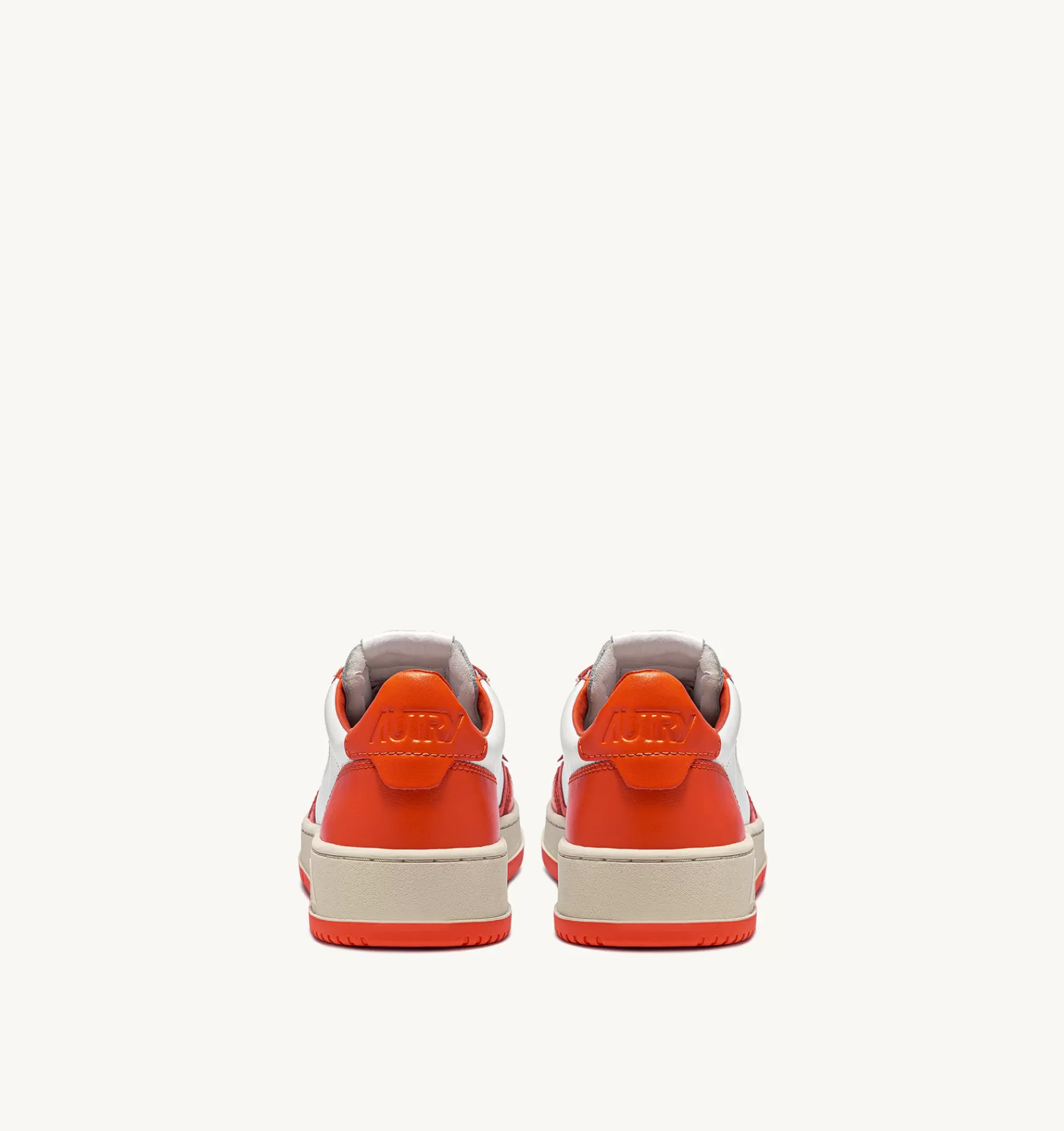 Männer AUTRY Sneakers Medalist Low Aus Zweifarbigem Leder Weiss Und Orangerot