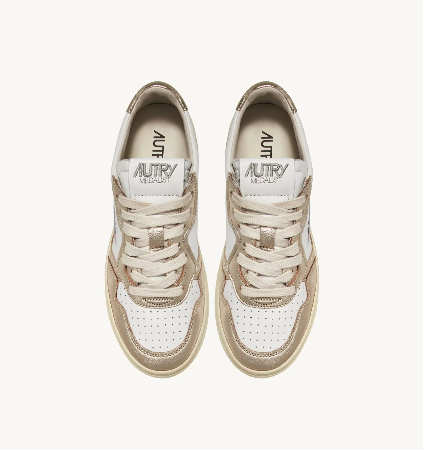 Frauen AUTRY Sneakers Medalist Low Aus Zweifarbigem Leder Weiss Und Platin
