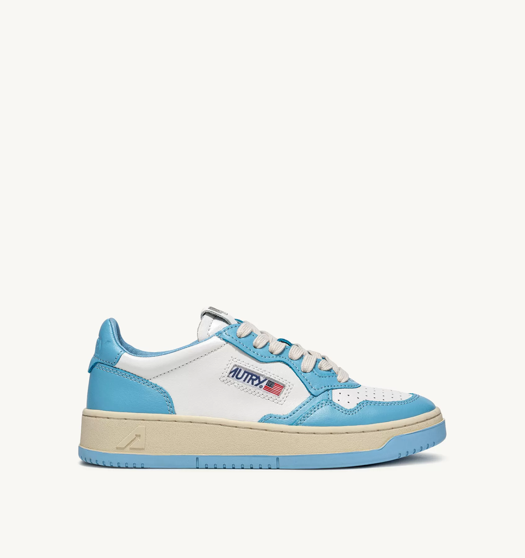 Männer AUTRY Sneakers Medalist Low Aus Zweifarbigem Leder Weiss Und Sea