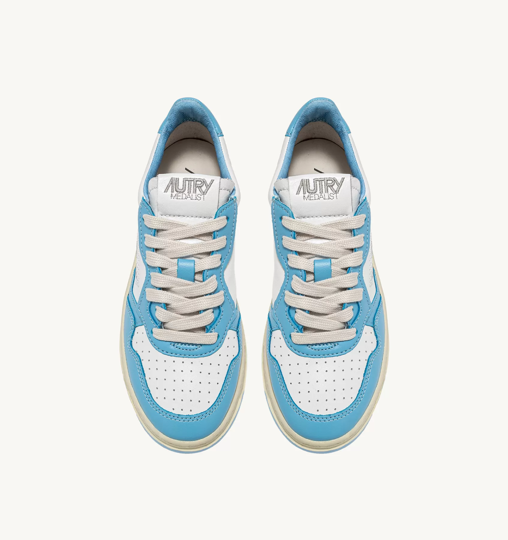 Männer AUTRY Sneakers Medalist Low Aus Zweifarbigem Leder Weiss Und Sea