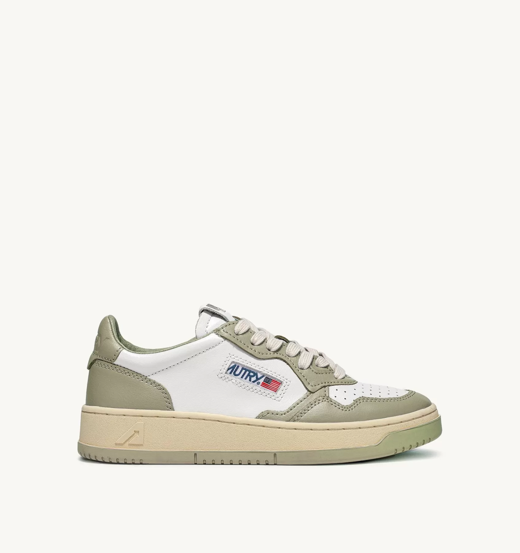 Männer AUTRY Sneakers Medalist Low Aus Zweifarbigem Leder Weiss Und Taubengrau