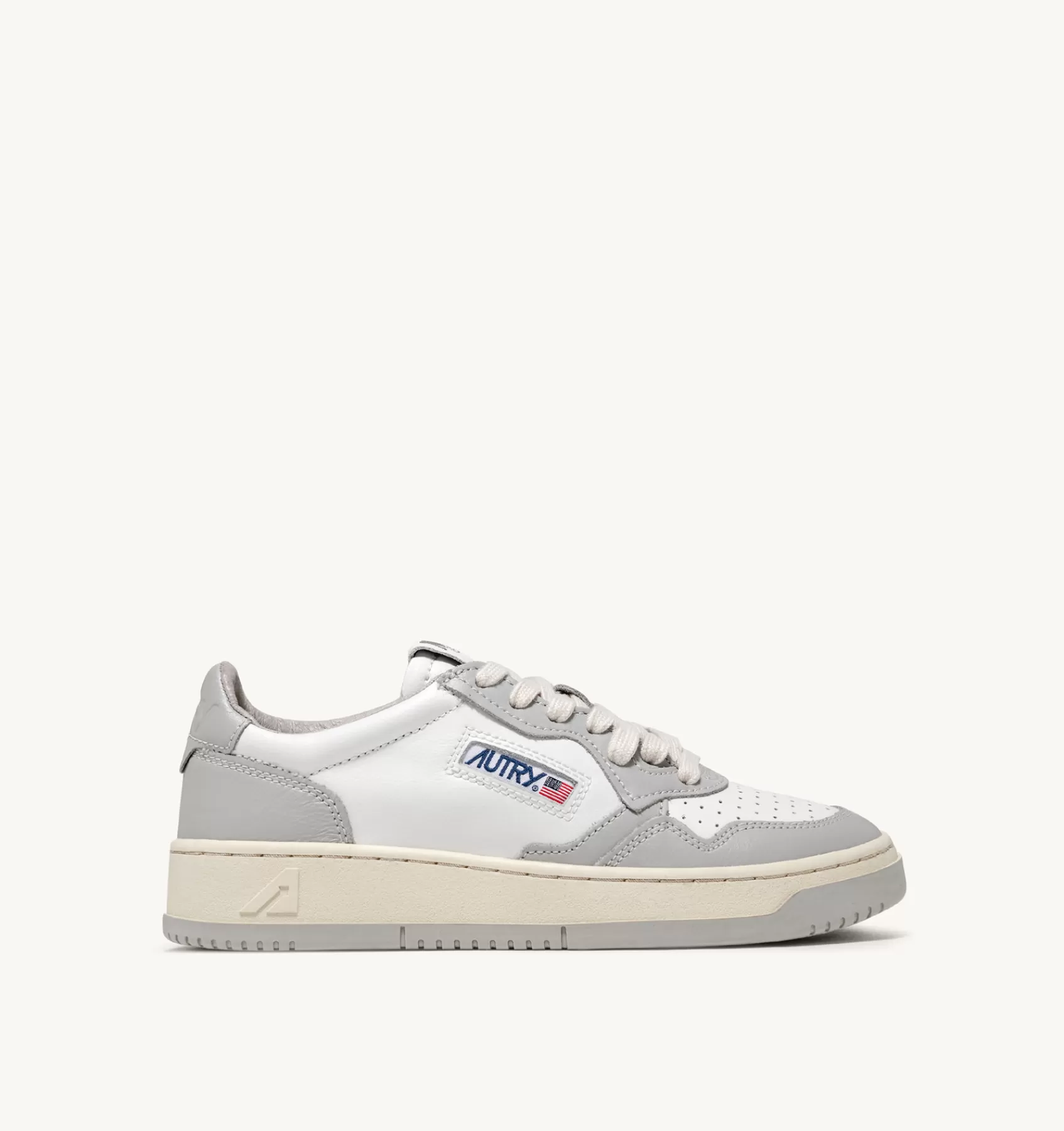 Männer AUTRY Sneakers Medalist Low Aus Zweifarbigem Leder Weiss Und Vapor