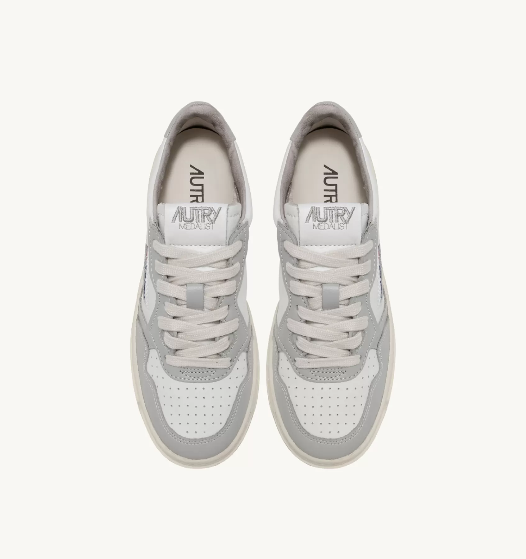 Männer AUTRY Sneakers Medalist Low Aus Zweifarbigem Leder Weiss Und Vapor