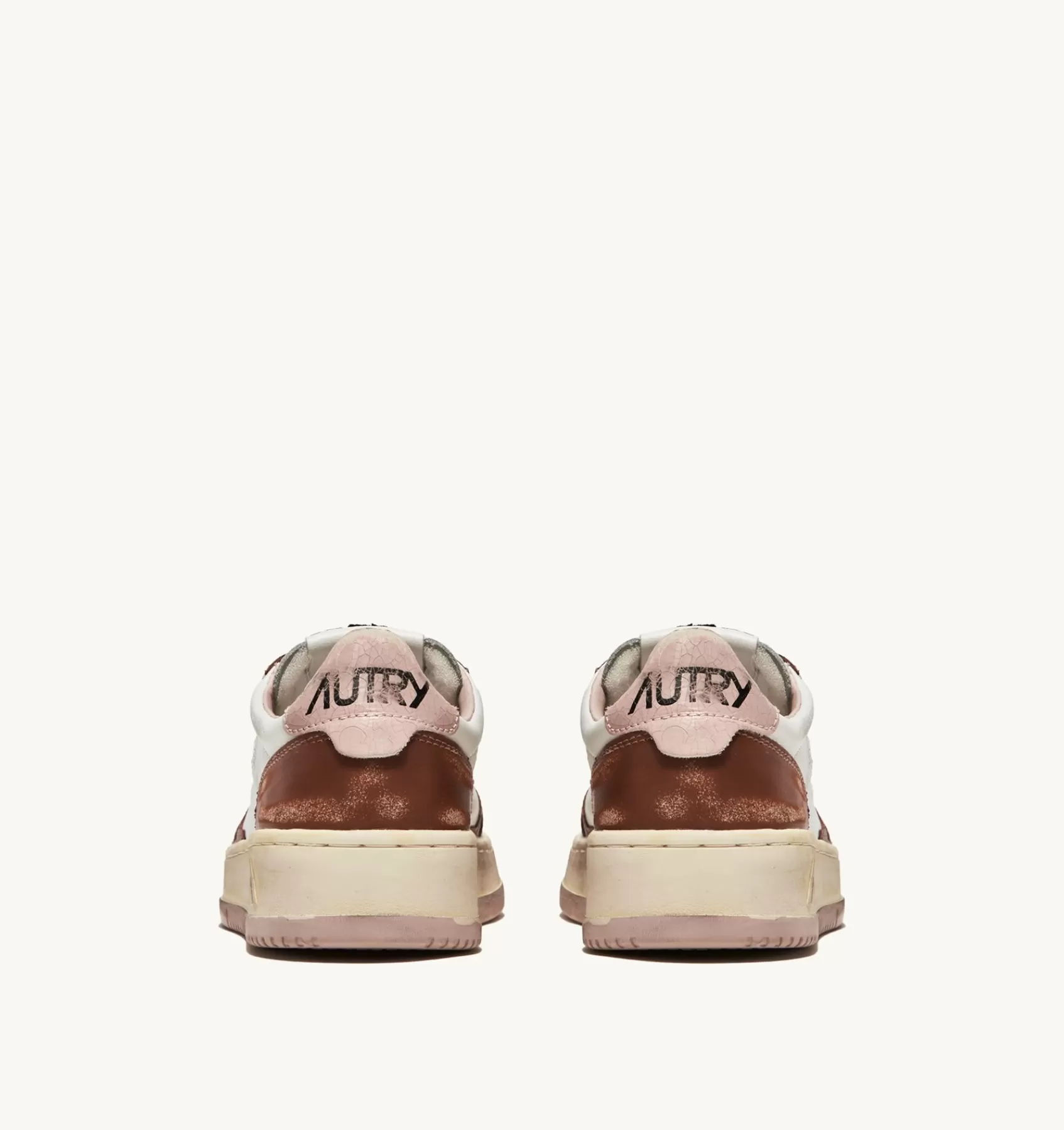 Männer AUTRY Sneakers Medalist Low Super Vintage Aus Leder In Weiss, Braun Und Rosa