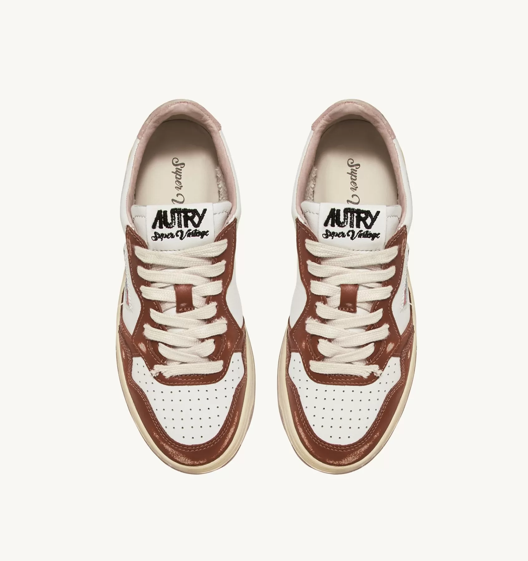 Männer AUTRY Sneakers Medalist Low Super Vintage Aus Leder In Weiss, Braun Und Rosa