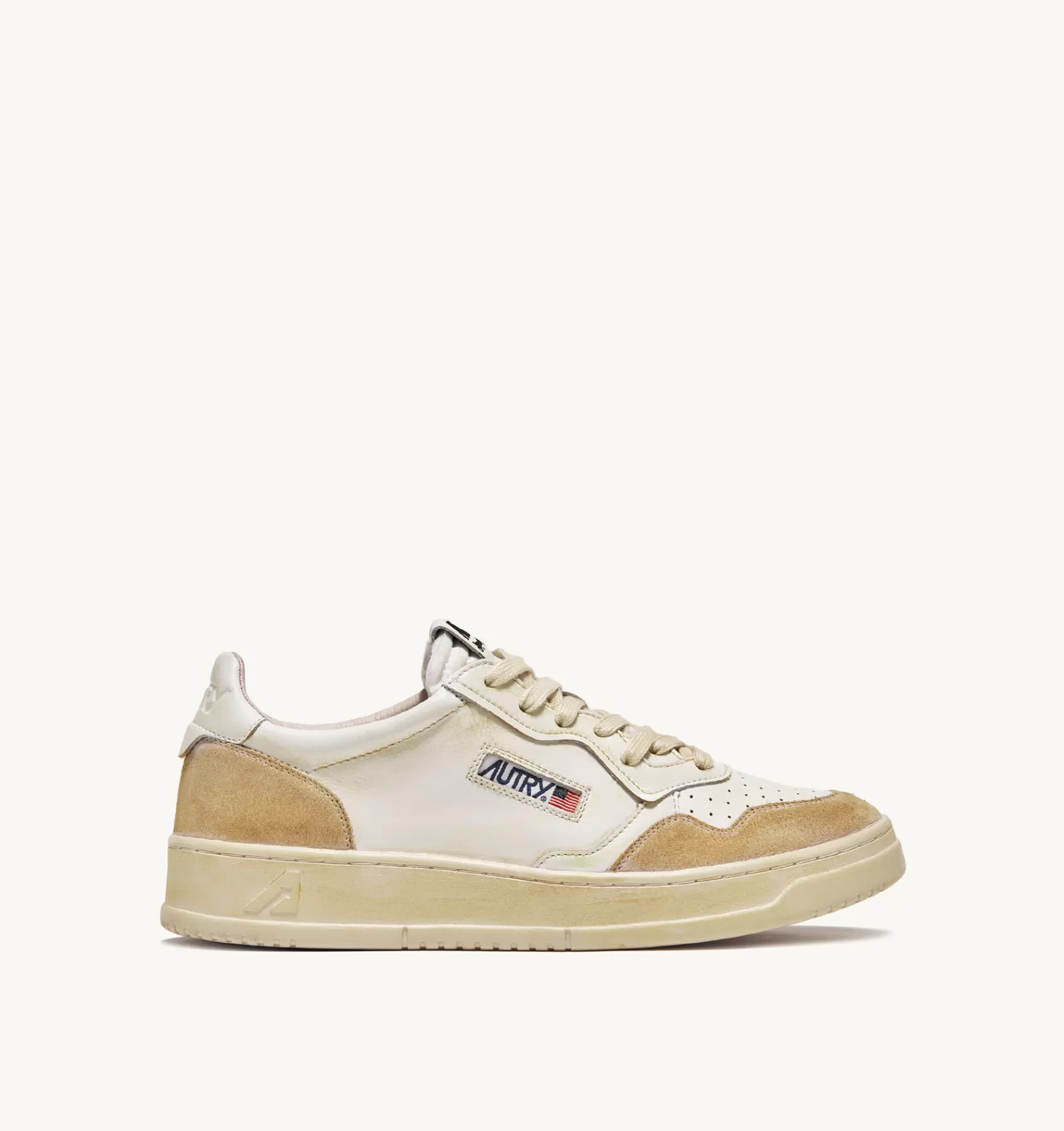 Männer AUTRY Sneakers Medalist Low Super Vintage Aus Leder Yellowing Mit Weiss