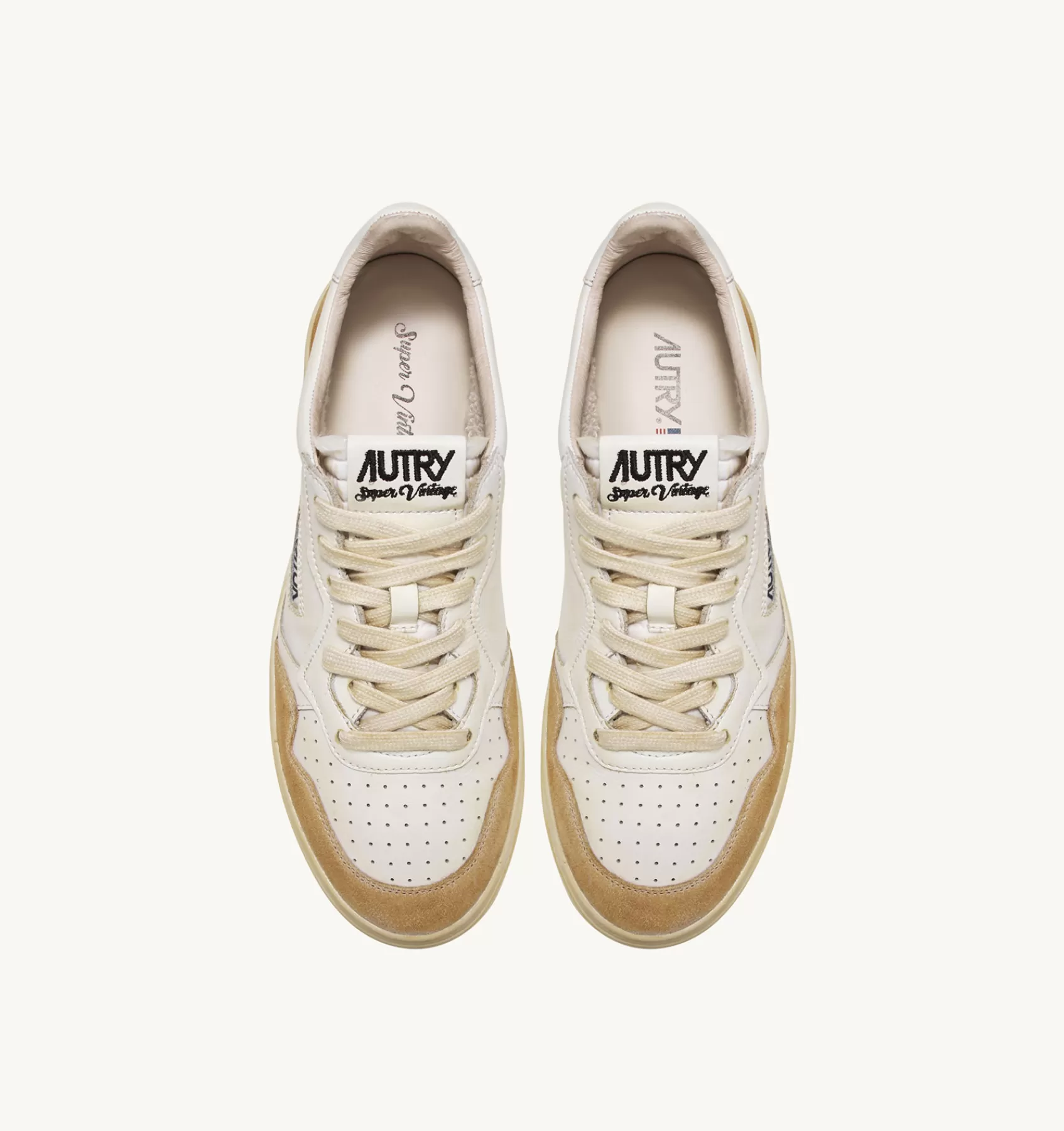 Männer AUTRY Sneakers Medalist Low Super Vintage Aus Leder Yellowing Mit Weiss