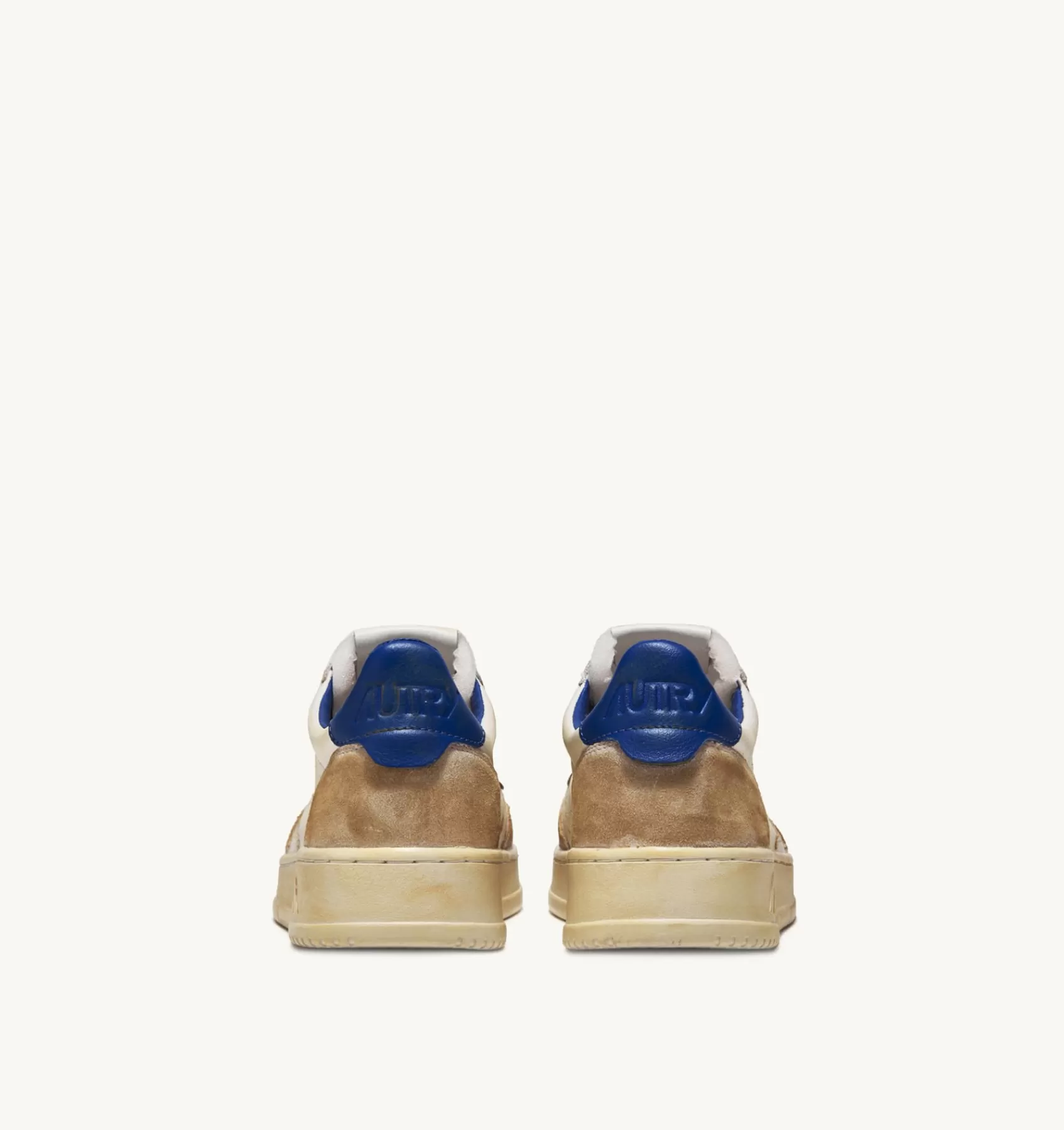 Männer AUTRY Sneakers Medalist Low Super Vintage Aus Leder Yellowing Mit Weiss Und Blau