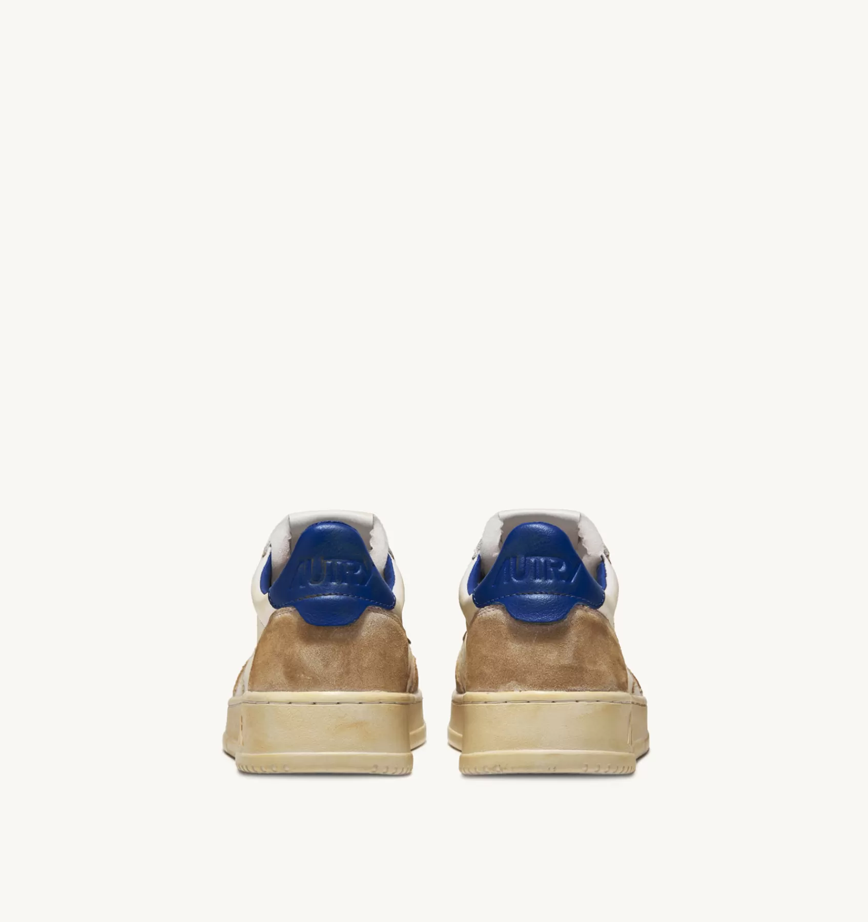 Männer AUTRY Sneakers Medalist Low Super Vintage Aus Leder Yellowing Mit Weiss Und Blau