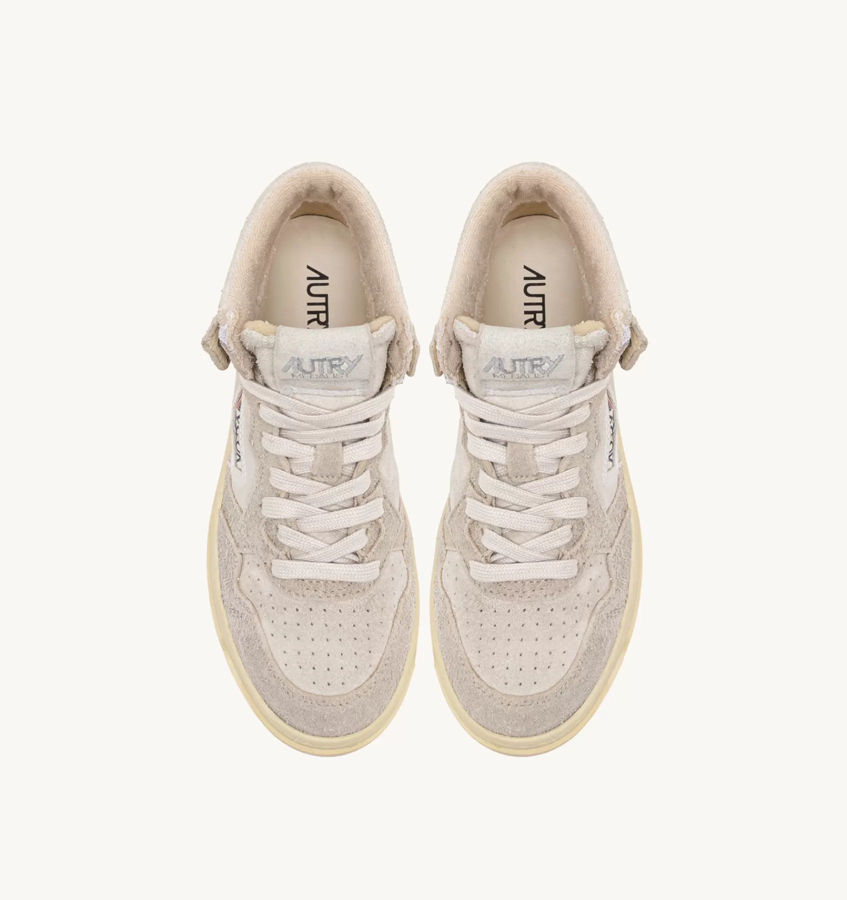 Frauen AUTRY Sneakers Medalist Mid Aus Wildleder Mit "Hair"-Effekt In Ecru