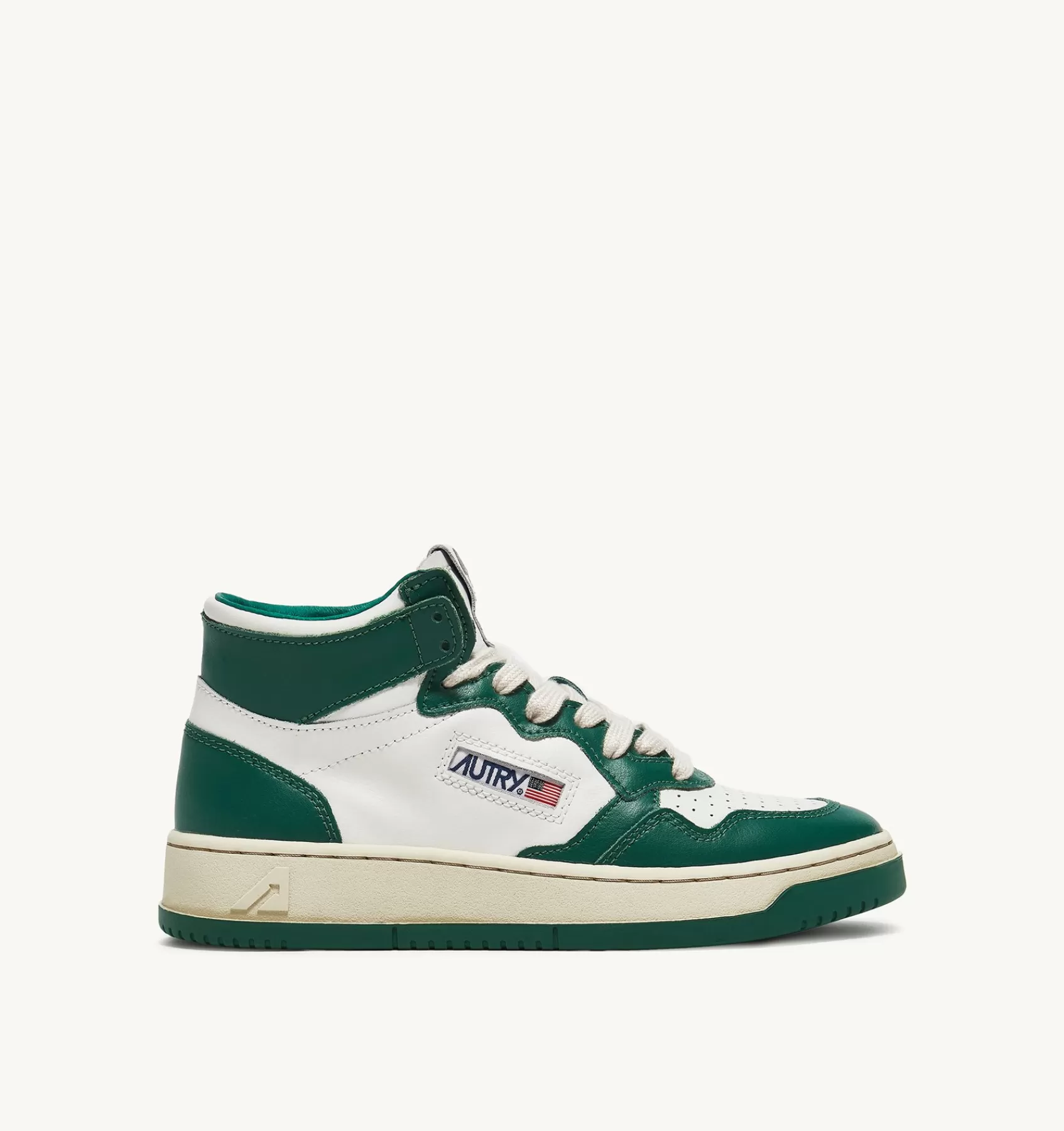 Männer AUTRY Sneakers Medalist Mid Aus Zweifarbigem Leder Weiss Und Grun