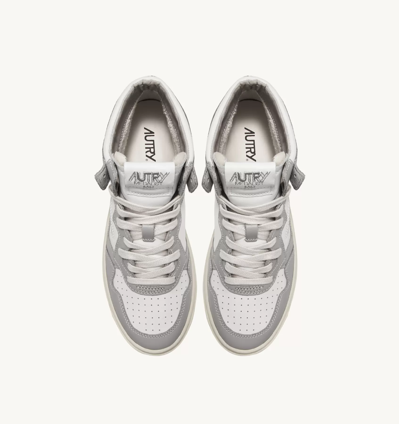 Männer AUTRY Sneakers Medalist Mid Aus Zweifarbigem Leder Weiss Und Vapor