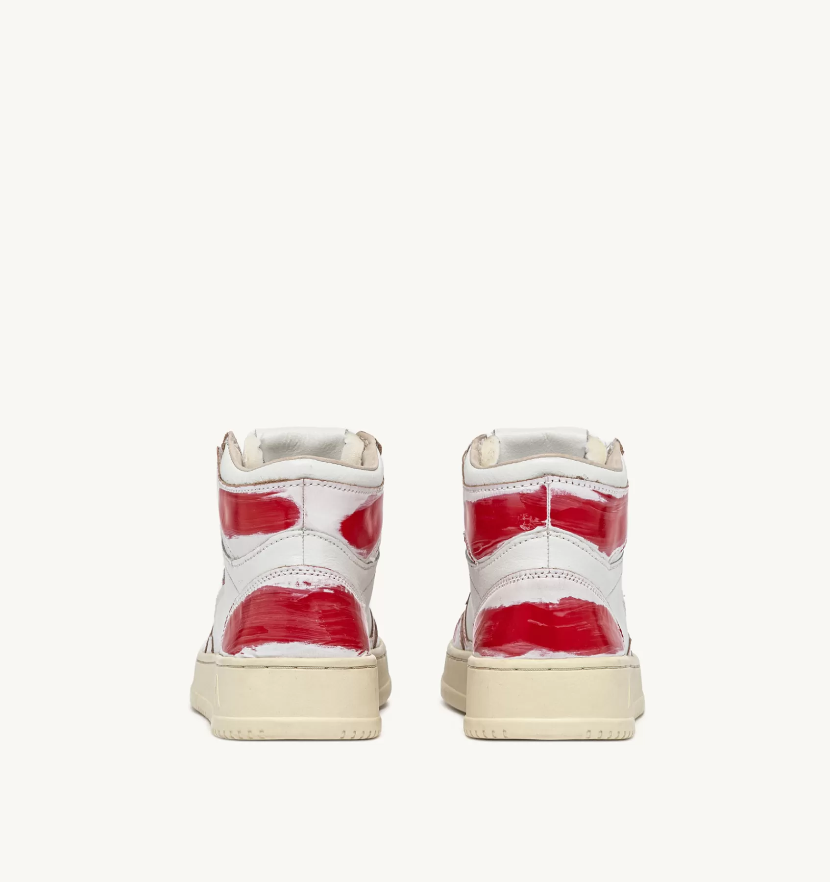 Frauen AUTRY Sneakers Medalist Mid Super Vintage Aus Leder Asportable In Weiss Und Rot