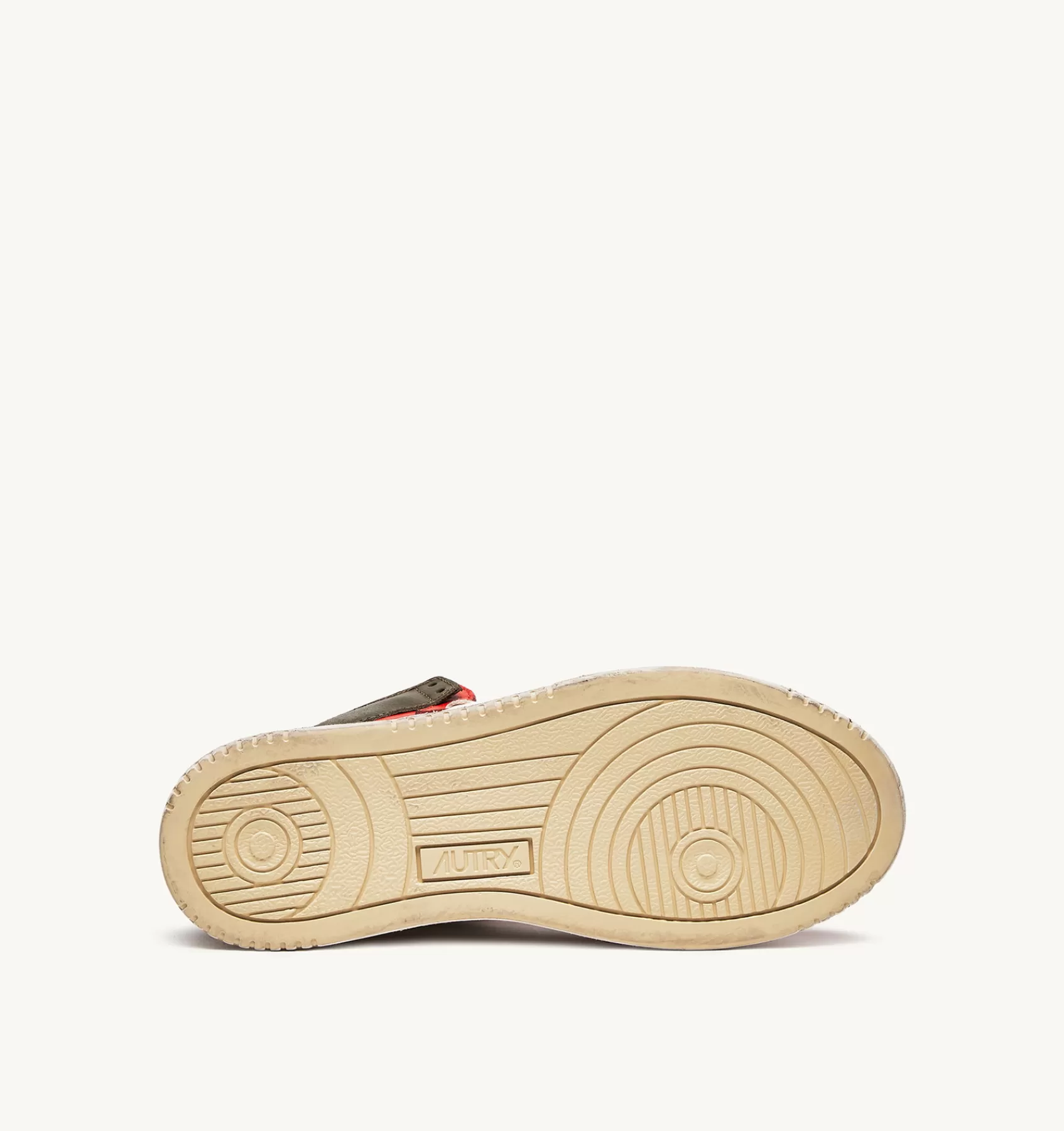 Frauen AUTRY Sneakers Medalist Mid Super Vintage Aus Leder In Weiss, Orange Und Tarnfarbe