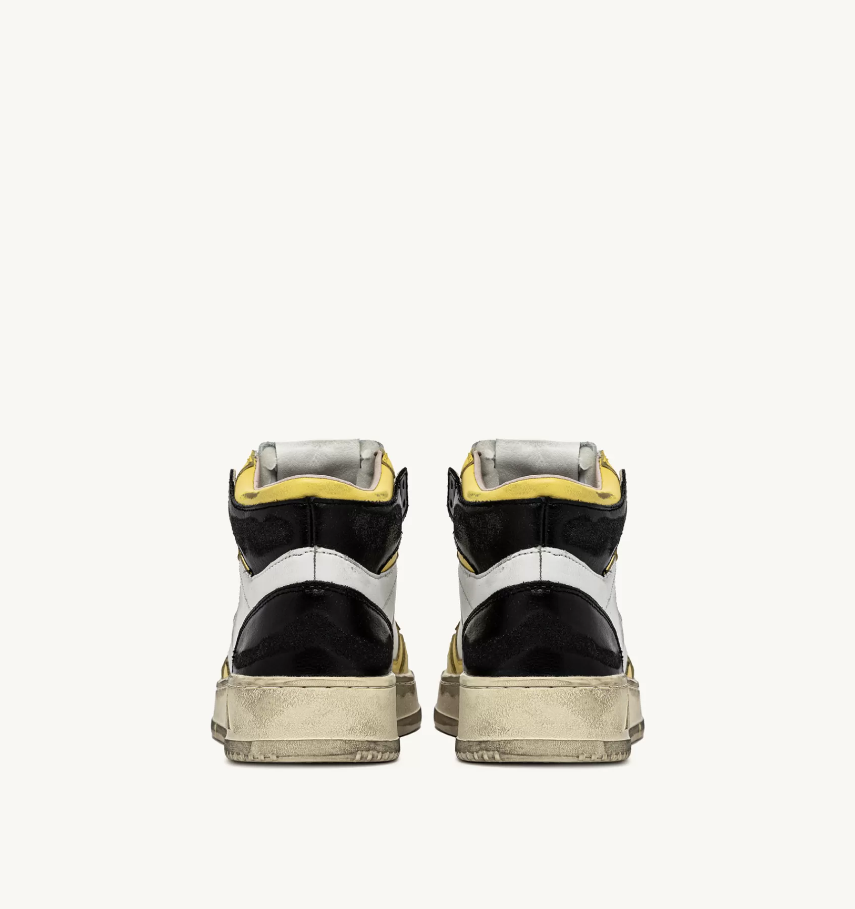 Frauen AUTRY Sneakers Medalist Mid Super Vintage Aus Leder In Weiss Schwarz Gelb
