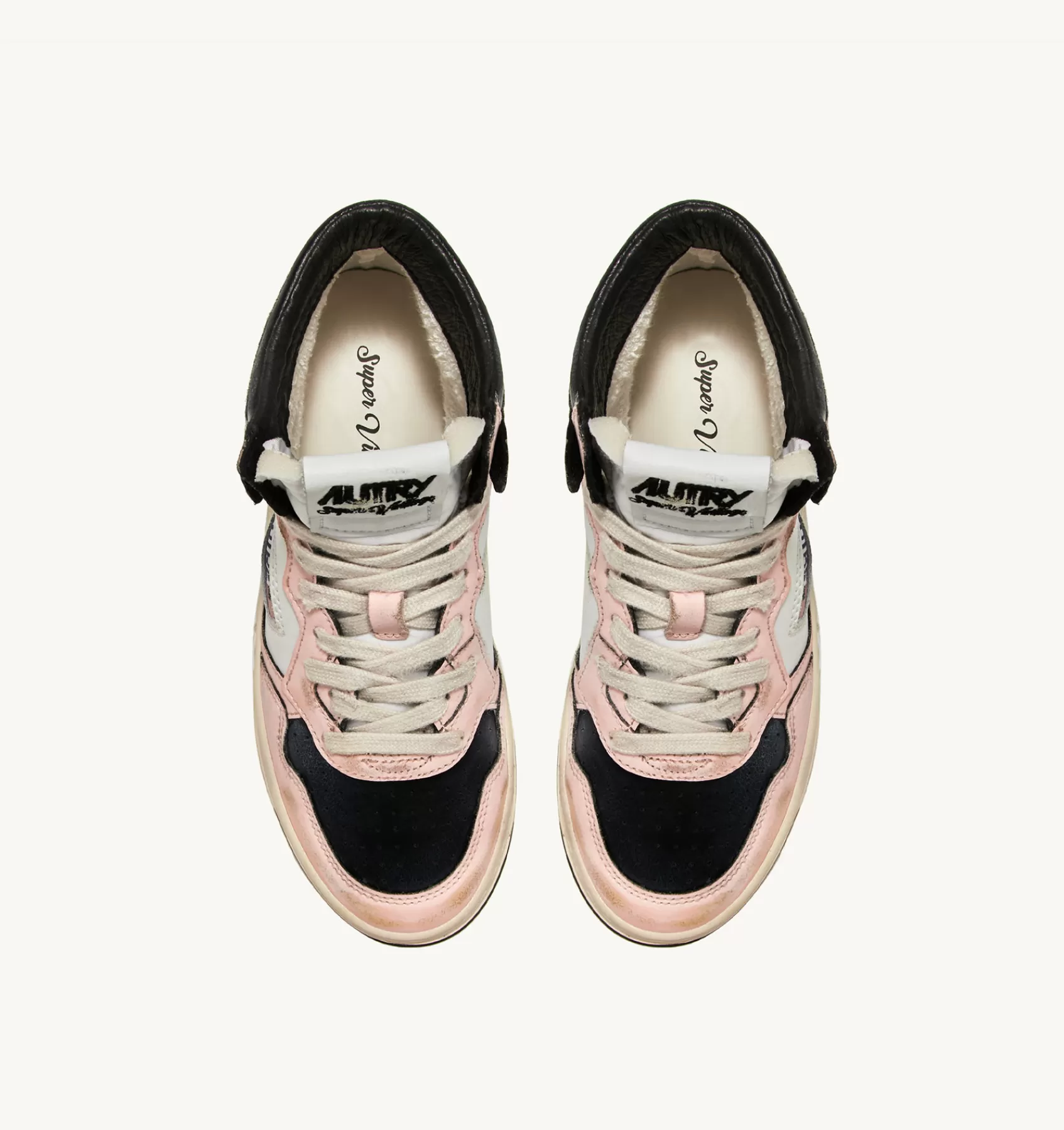 Frauen AUTRY Sneakers Medalist Mid Super Vintage Aus Leder In Weiss Und Rosa