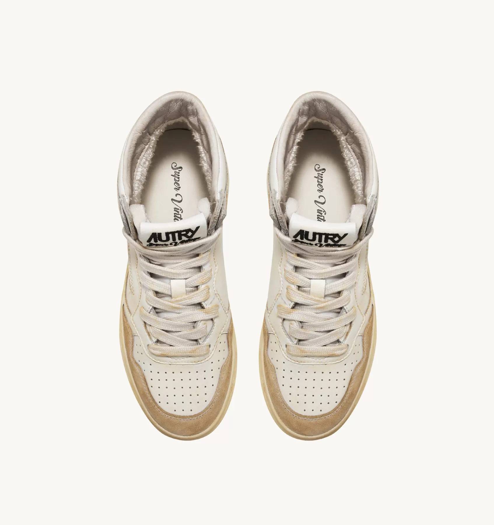 Männer AUTRY Sneakers Medalist Mid Super Vintage Aus Leder Yellowing Mit Weiss