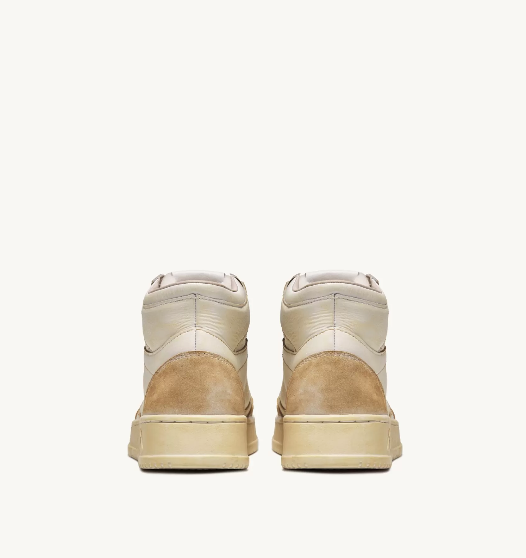 Männer AUTRY Sneakers Medalist Mid Super Vintage Aus Leder Yellowing Weiss