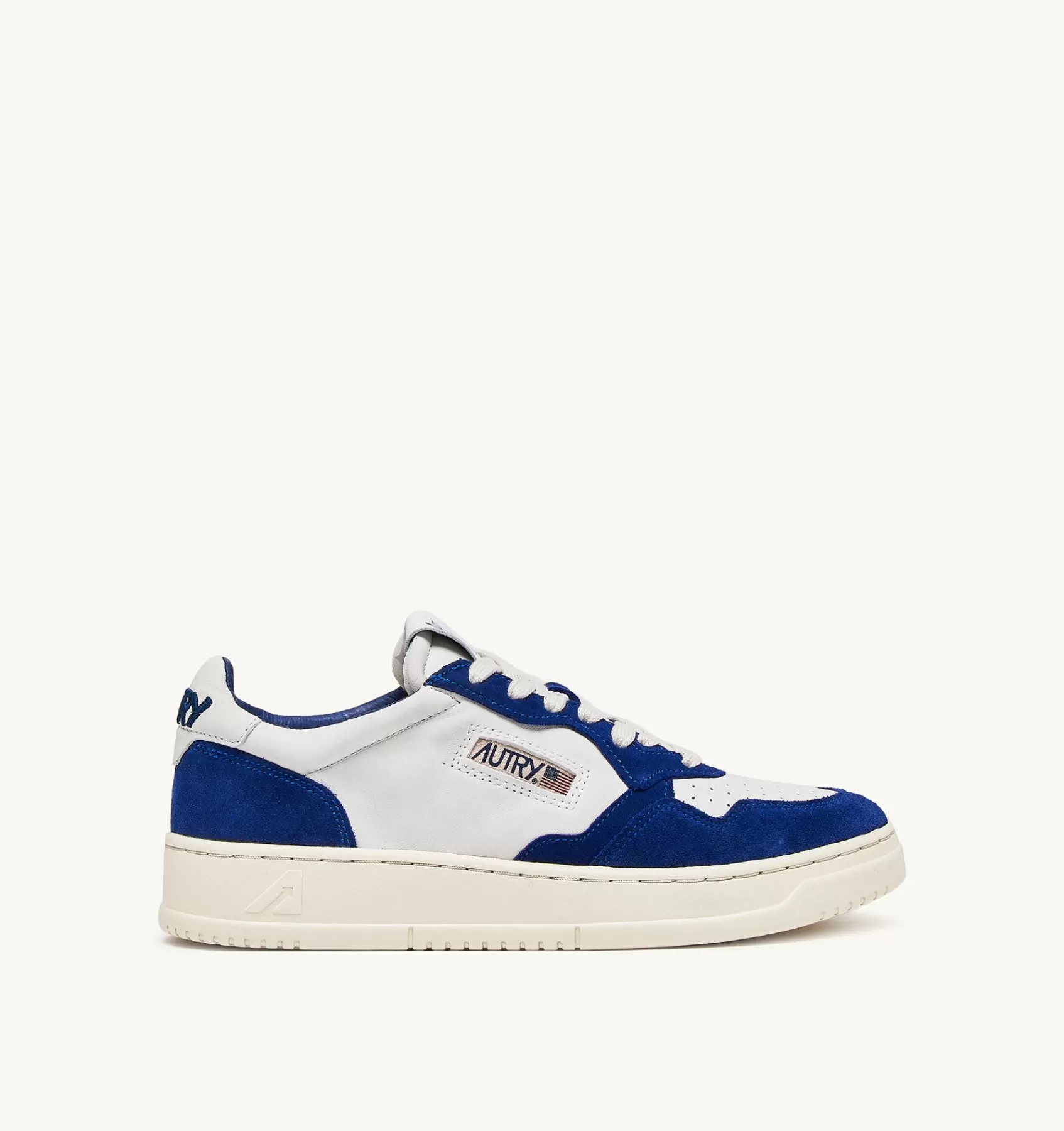 Männer AUTRY Sneakers Open Low Aus Leder In Weiss Und Academy Blue