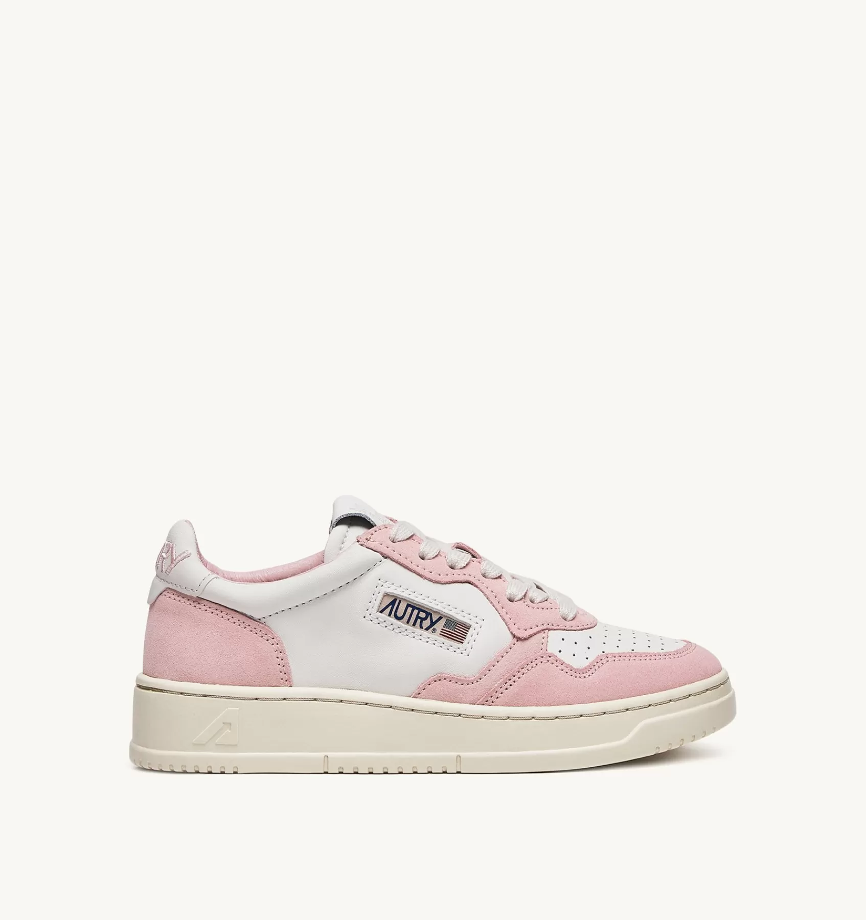 Frauen AUTRY Sneakers Open Low Aus Leder In Weiss Und Academy Pink
