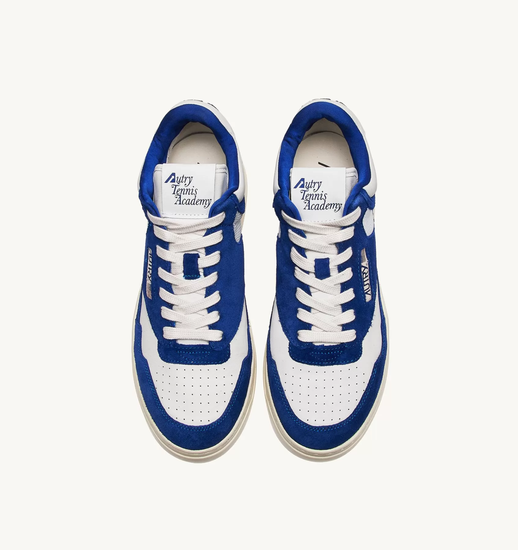 Männer AUTRY Sneakers Open Mid Aus Leder In Weiss Und Academy Blue