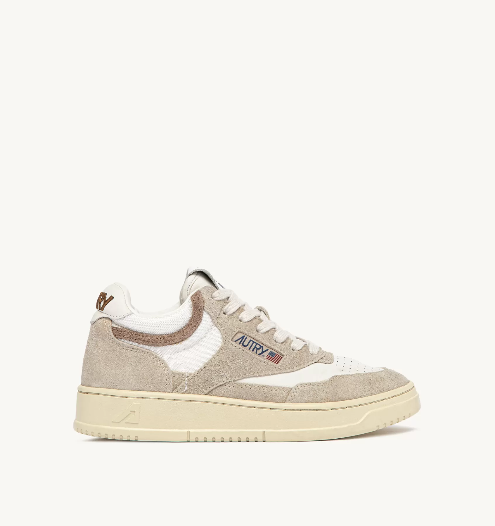 Frauen AUTRY Sneakers Open Mid Aus Zigenleder, Gewebe Und Wildleder In Weiss Ecru Und Beige