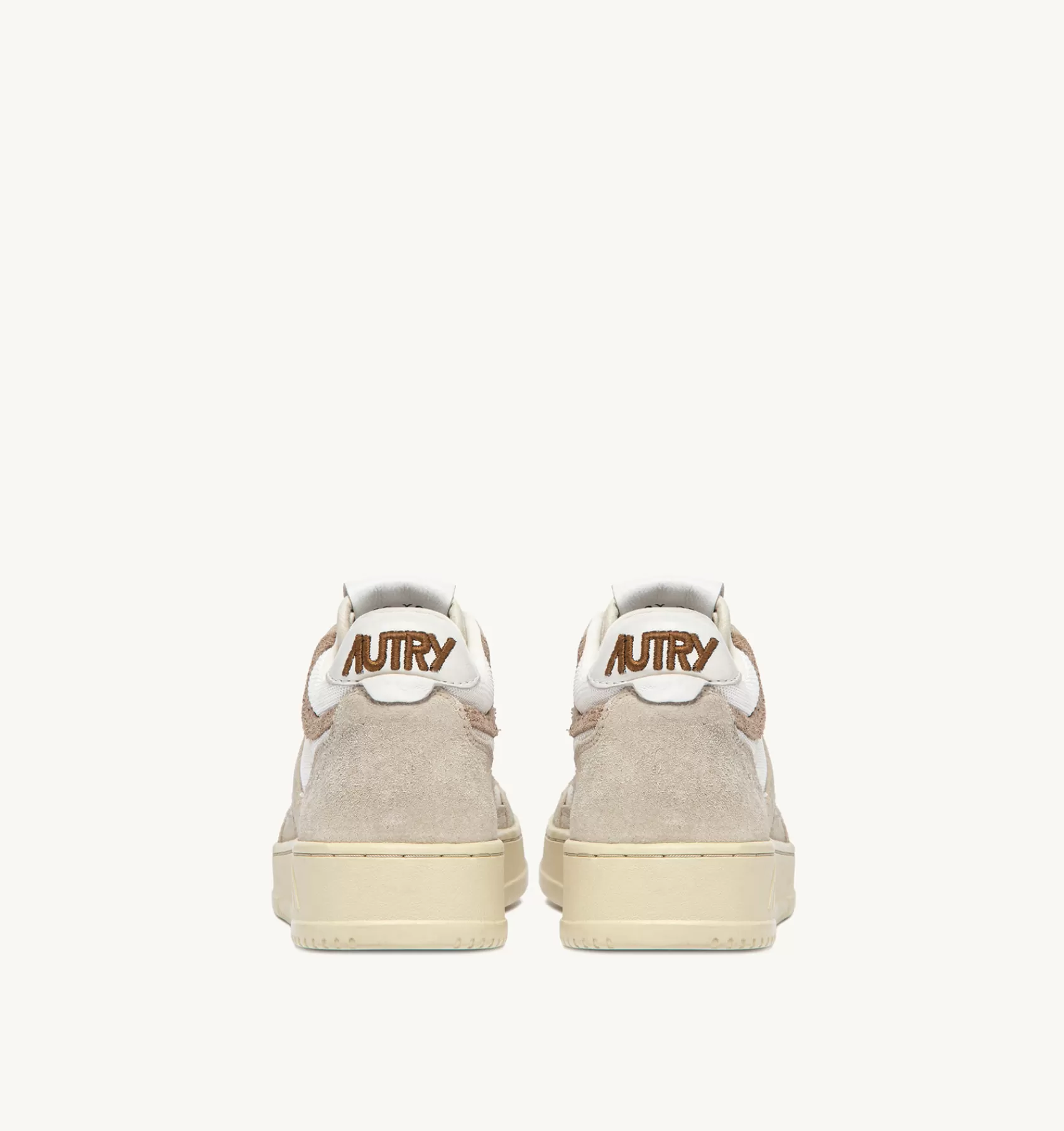 Frauen AUTRY Sneakers Open Mid Aus Zigenleder, Gewebe Und Wildleder In Weiss Ecru Und Beige
