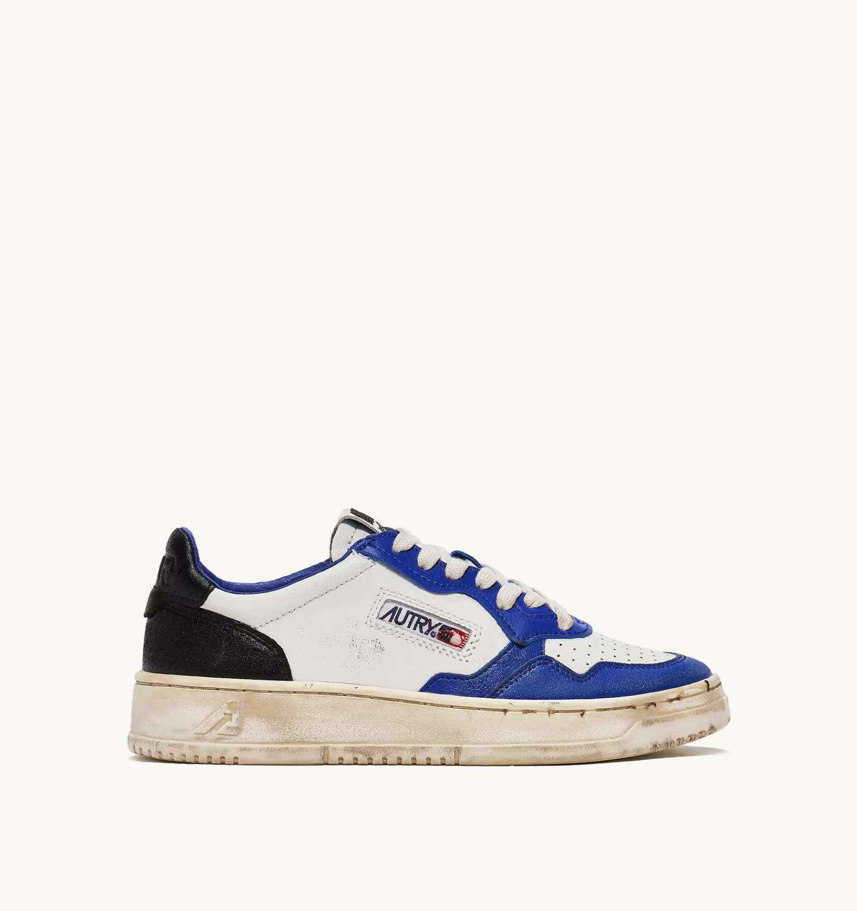 Frauen AUTRY Sneakers Super Vintage Low Aus Leder In Weiss, Blau Und Schwarz